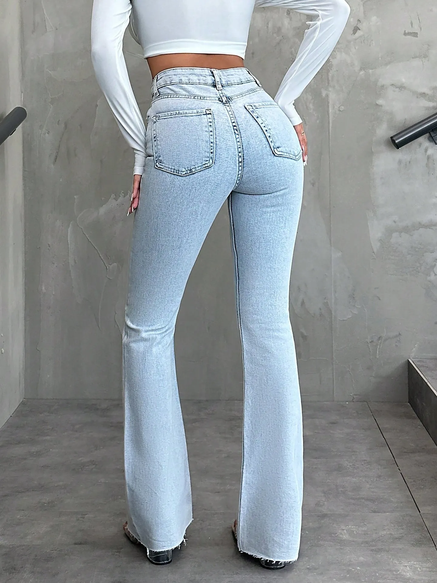 [ Slight Stretch ] Raw Hem Flare Leg Jeans | Savana | Bestsellers