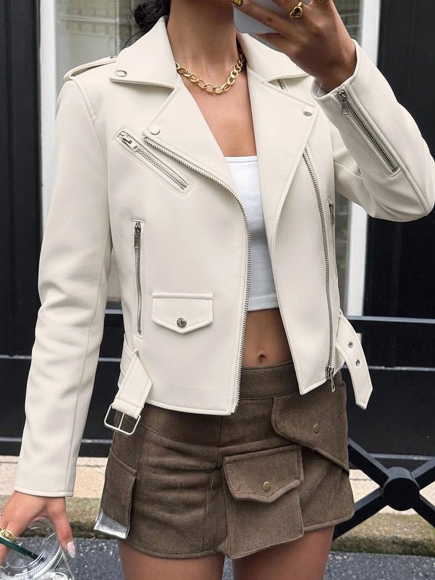 Asymmetric Faux Leather Jacket | Savana | Bestsellers