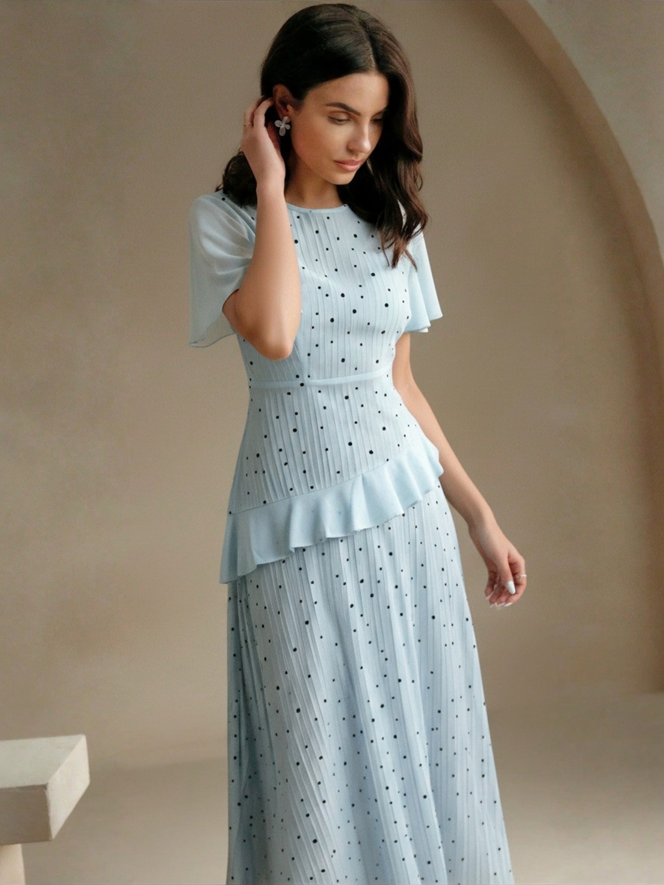 Light Blue Ruffle A-Line Dress