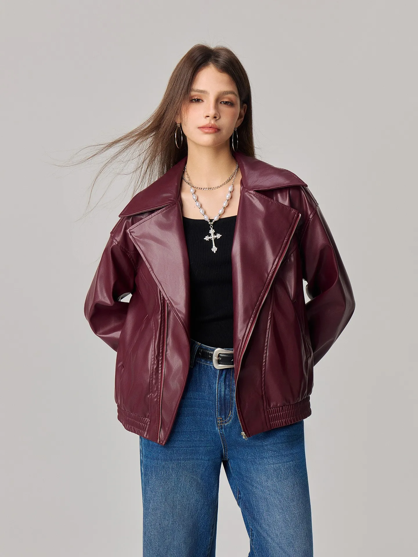 Asymmetric Faux Leather Jacket | Savana | Bestsellers