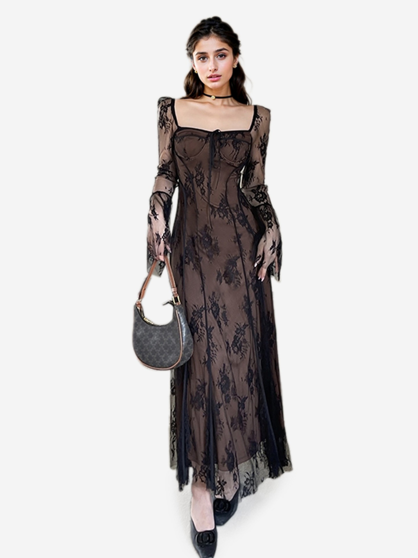 Black Sheer A-Line Dress