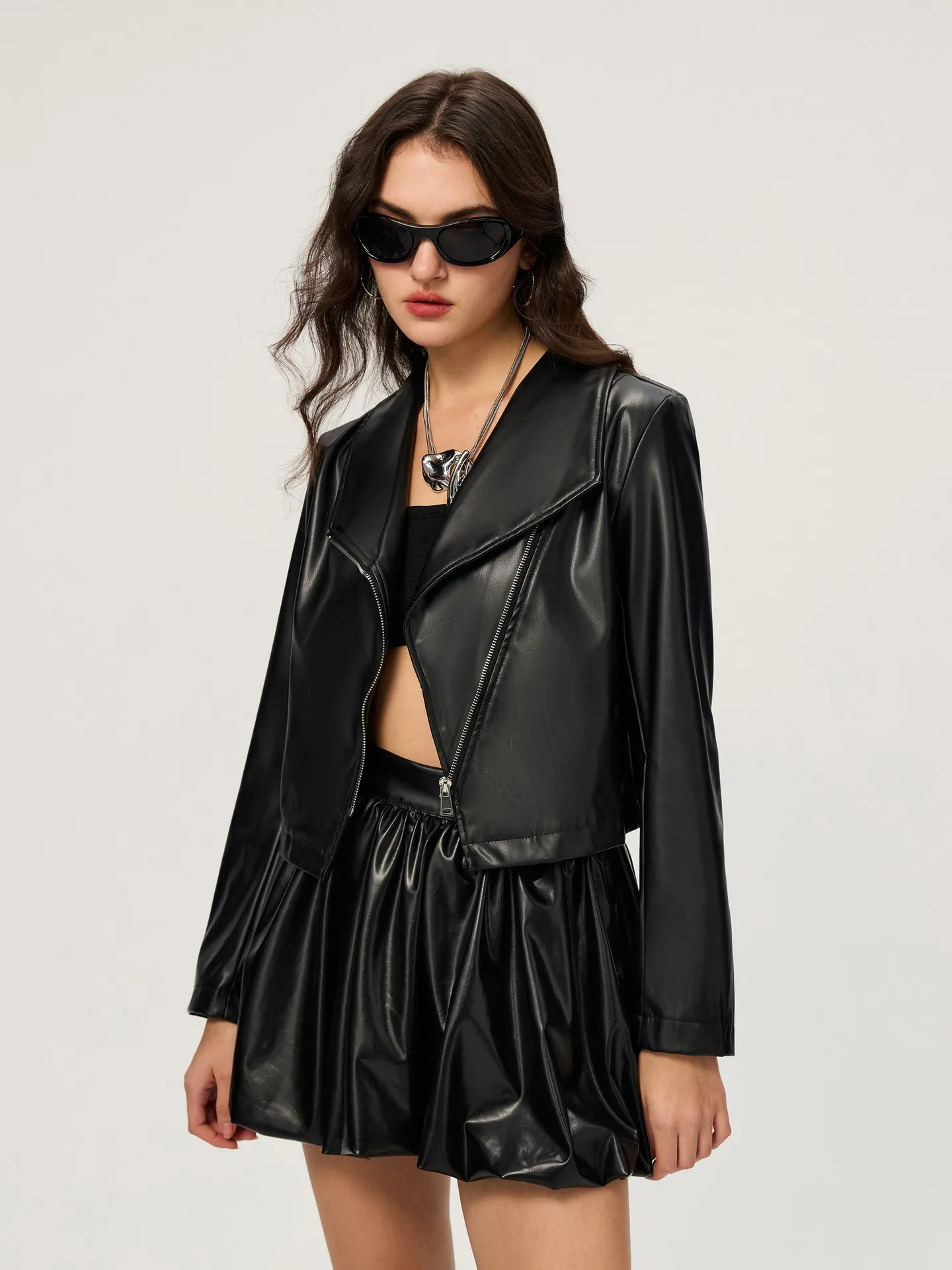 Asymmetric Faux Leather Jacket | Savana | Bestsellers