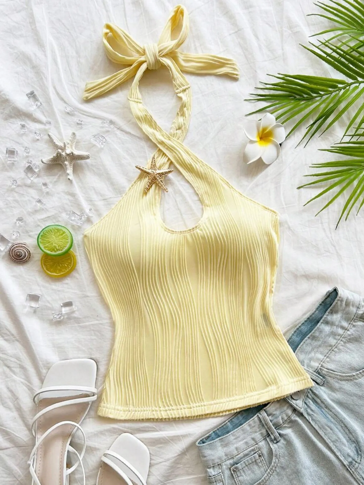 ★Matin Kim★ UNBALANCE TIED SHIRRING TOP IN LIGHT YELLOW MUSINSA | MATIN KIM UNBALANCE TIED SHIRRING TOP IN LIGHT YELLOW