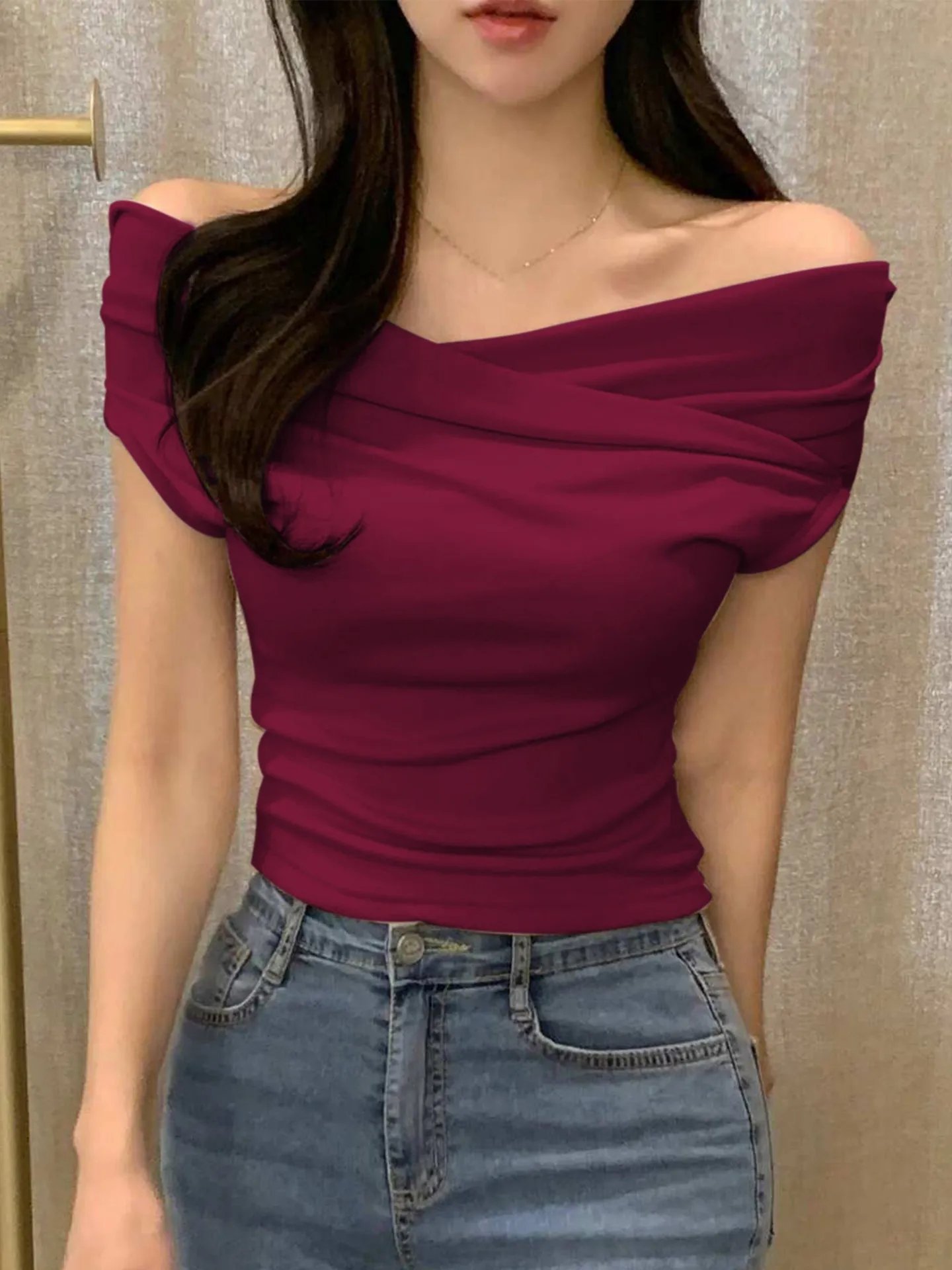 Korean Off Shoulder Off-Shoulder Crossed top | Savana