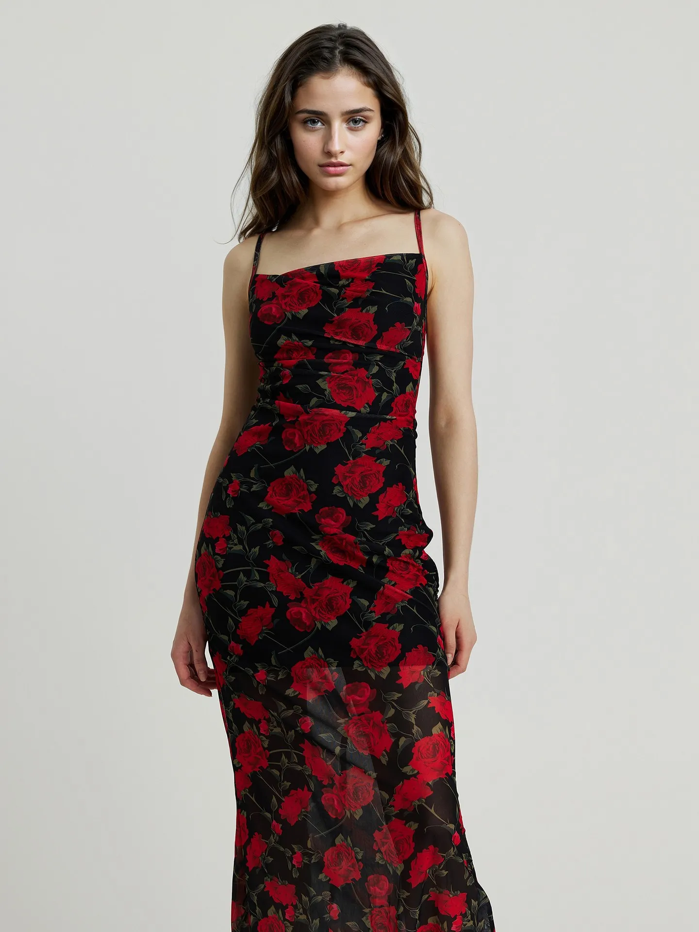 Long Gathered Sheer Cami Dress Savana Bestsellers