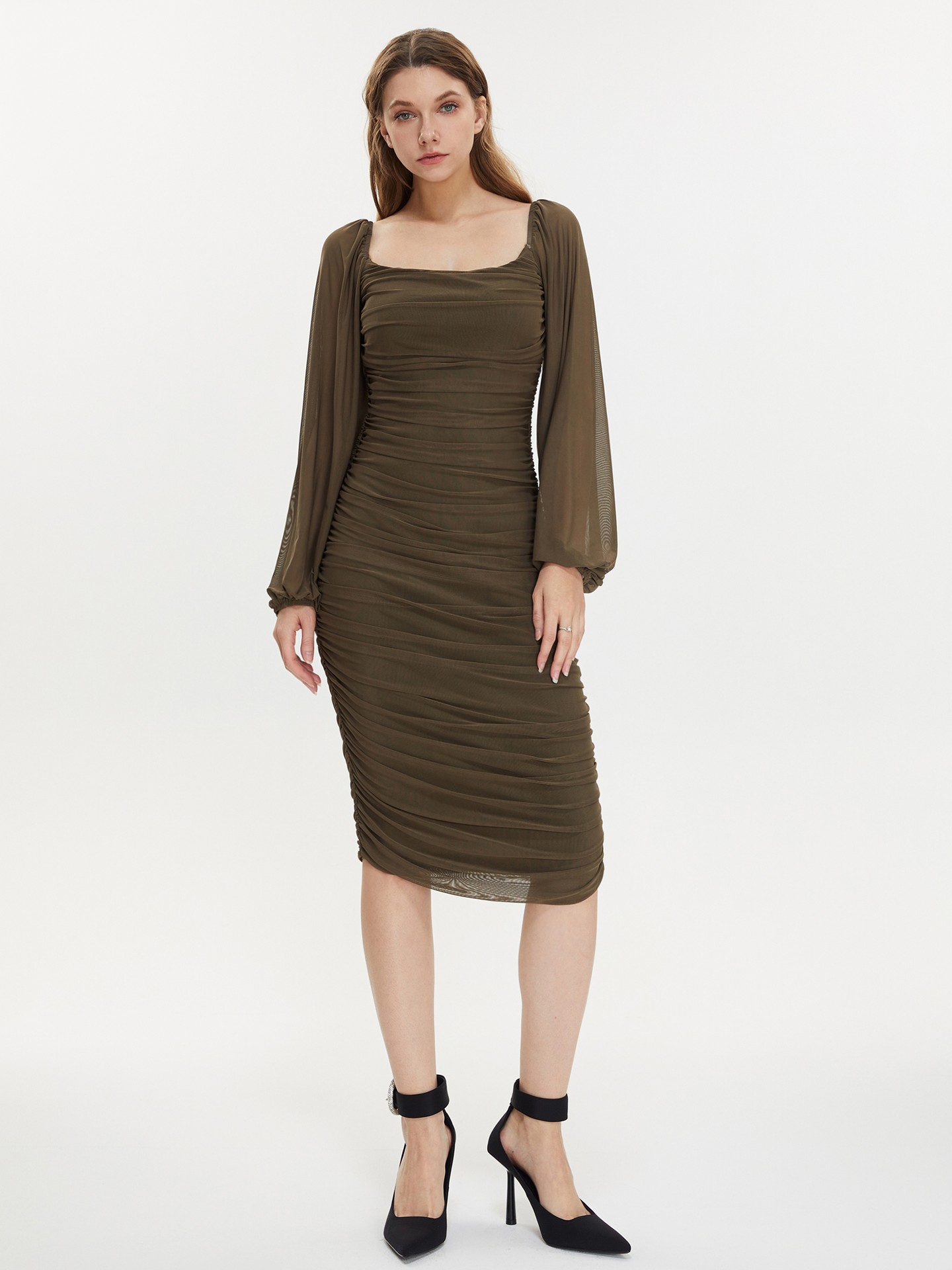 Dark Green Blocking Bodycon Dress
