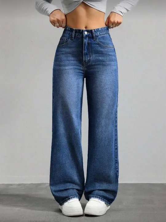 High Waist Vintage Wash Straight Leg Jeans | Savana | Bestsellers
