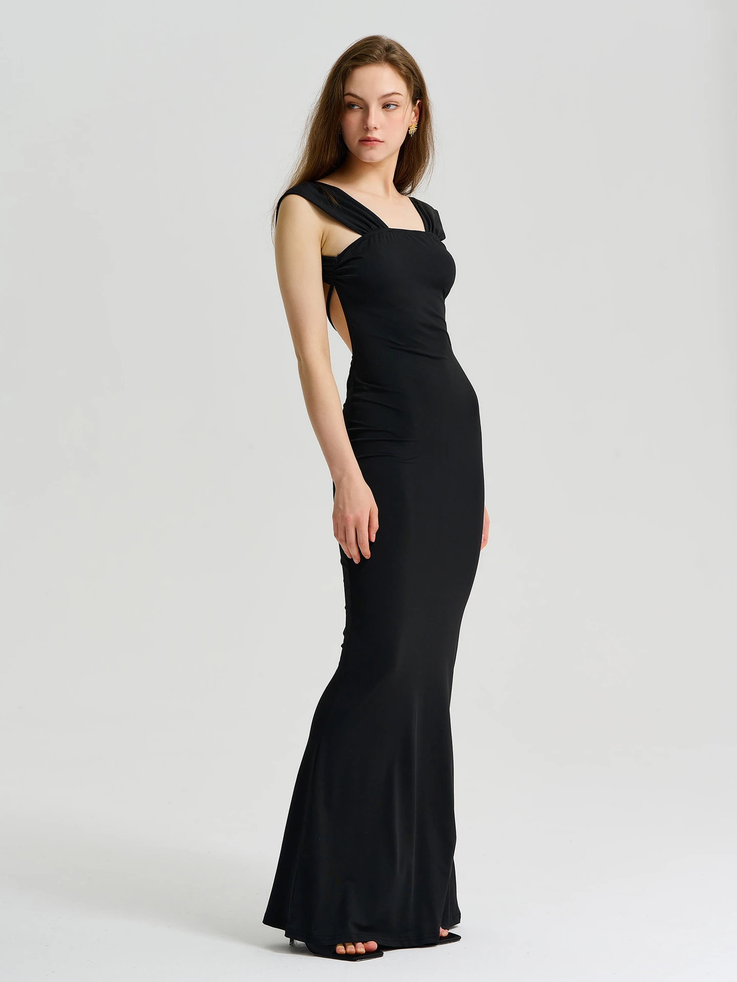 strapless open back dress Savanna Halter Open Back Maxi Dress | Pearl | Dresses main image 0