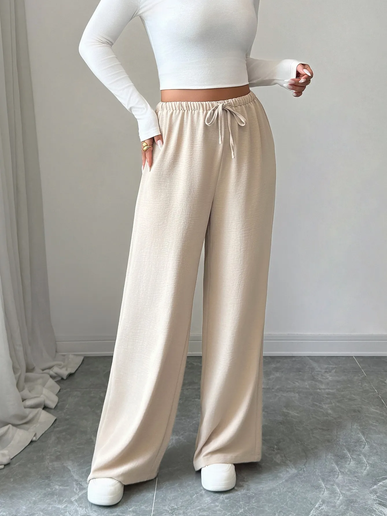 Drawstring Straight Leg Casual Pants main image 0