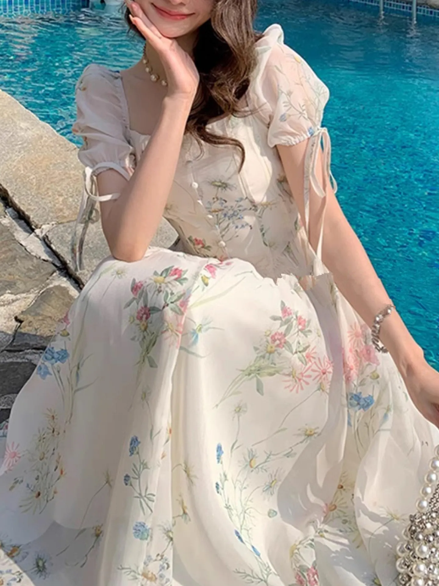 lace up a line dress Tie A-Line | Savana cocktail dresses short size long formal dresses blue backless prom dress Color:Pink and White