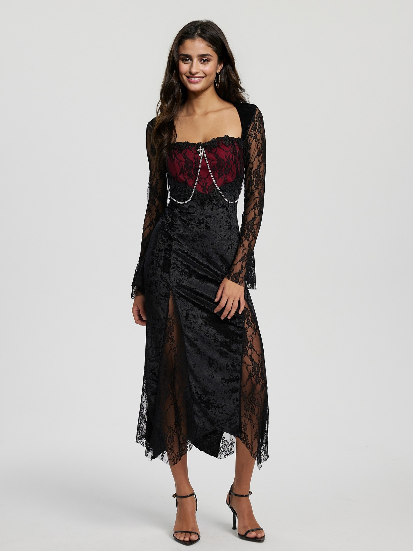 Black Patchwork A-Line Dress