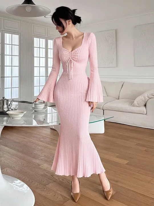 princess polly baby blue dress Giada Scarf-Detail Midaxi Dress in Blush Pink main image 0