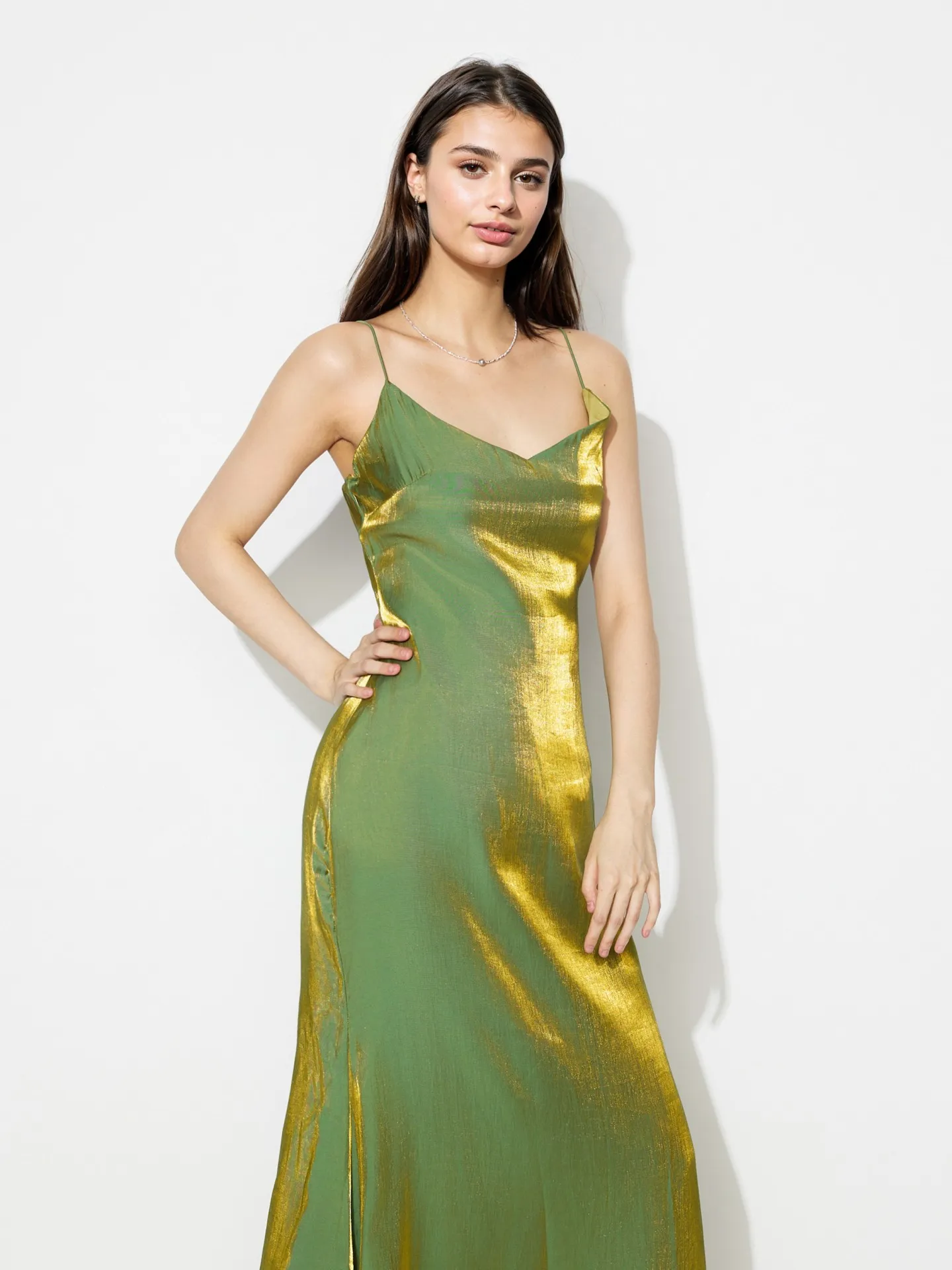 slim fit dress slacks V-Neck Midi Slip