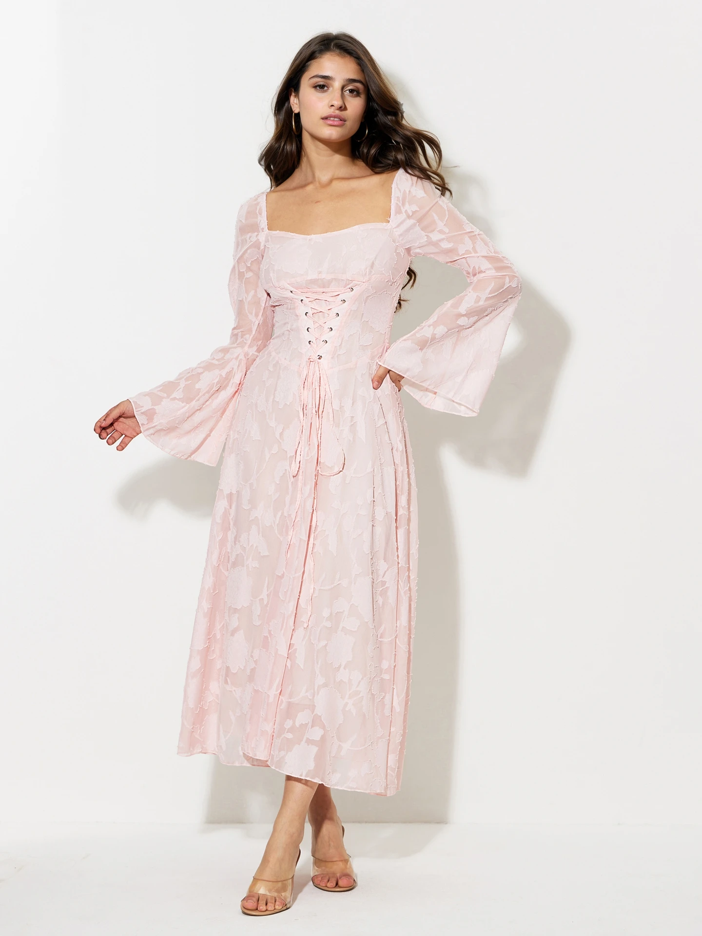 chinese dress ladies Love Unfolded Draped Flocked Lace Mini Dress – VICI main image 0
