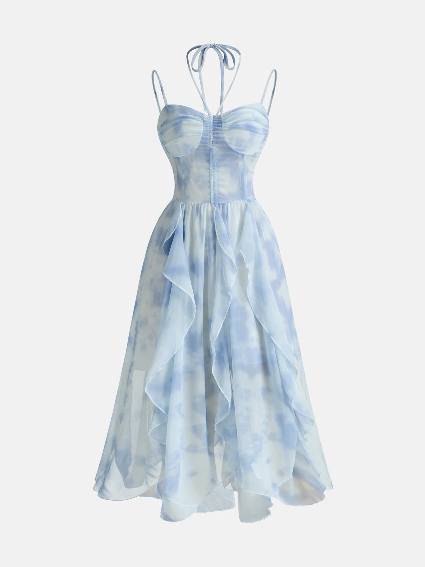 Light Blue Ruffle A-Line Dress