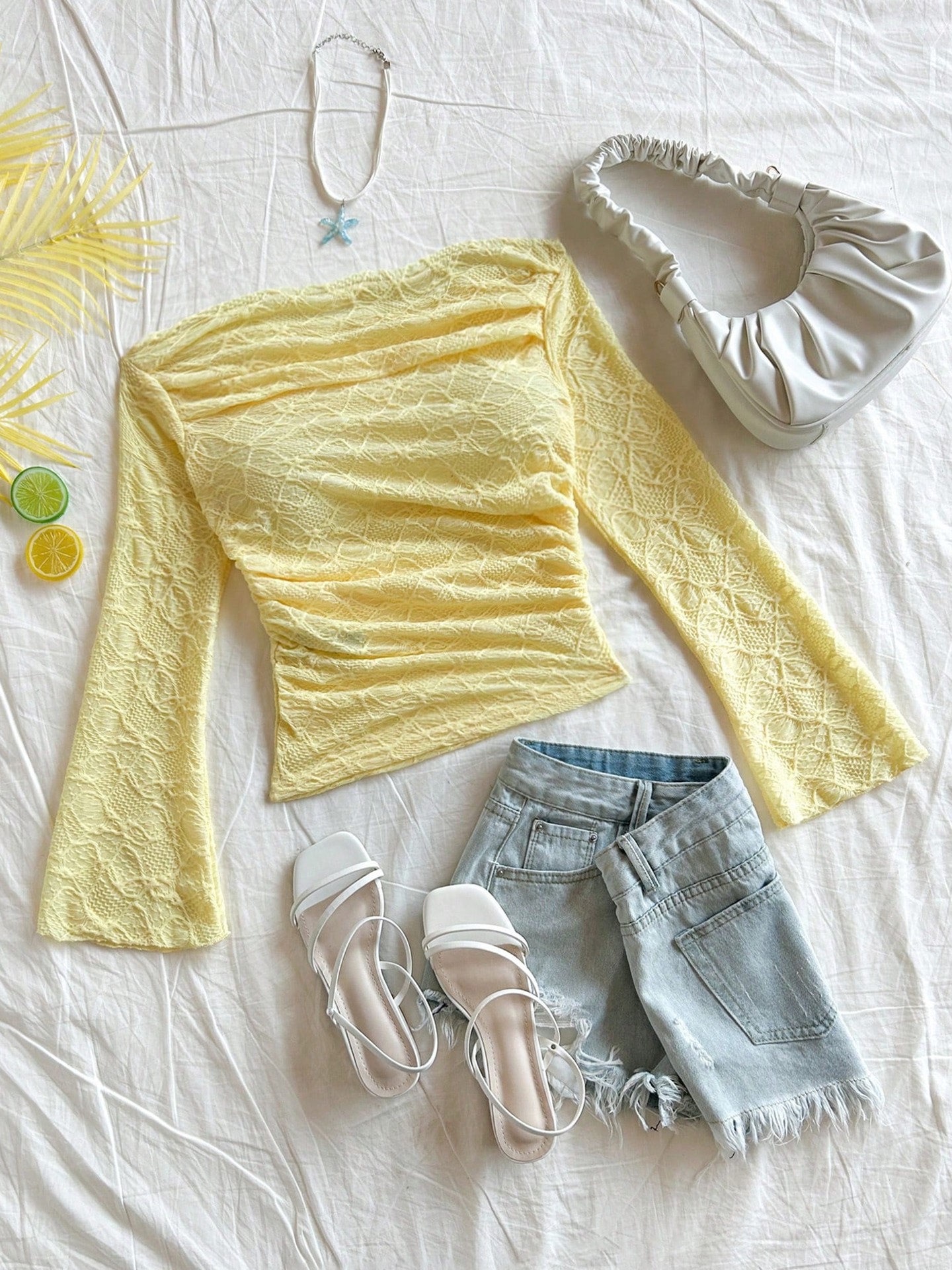 Yellow Textured Gathered Top
