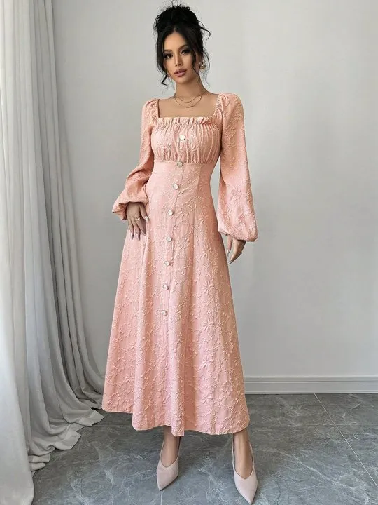 full sleeve long dress for ladies IROINNID Long Sleeve Dress for Women Long Sleeve Dress V-Neck Ladies Solid Long Dresses,Blue