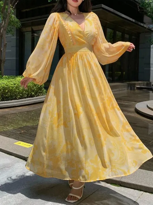 slim fit dress slacks Mustard Yellow Pleated Angrakha Style Floor Length Dress