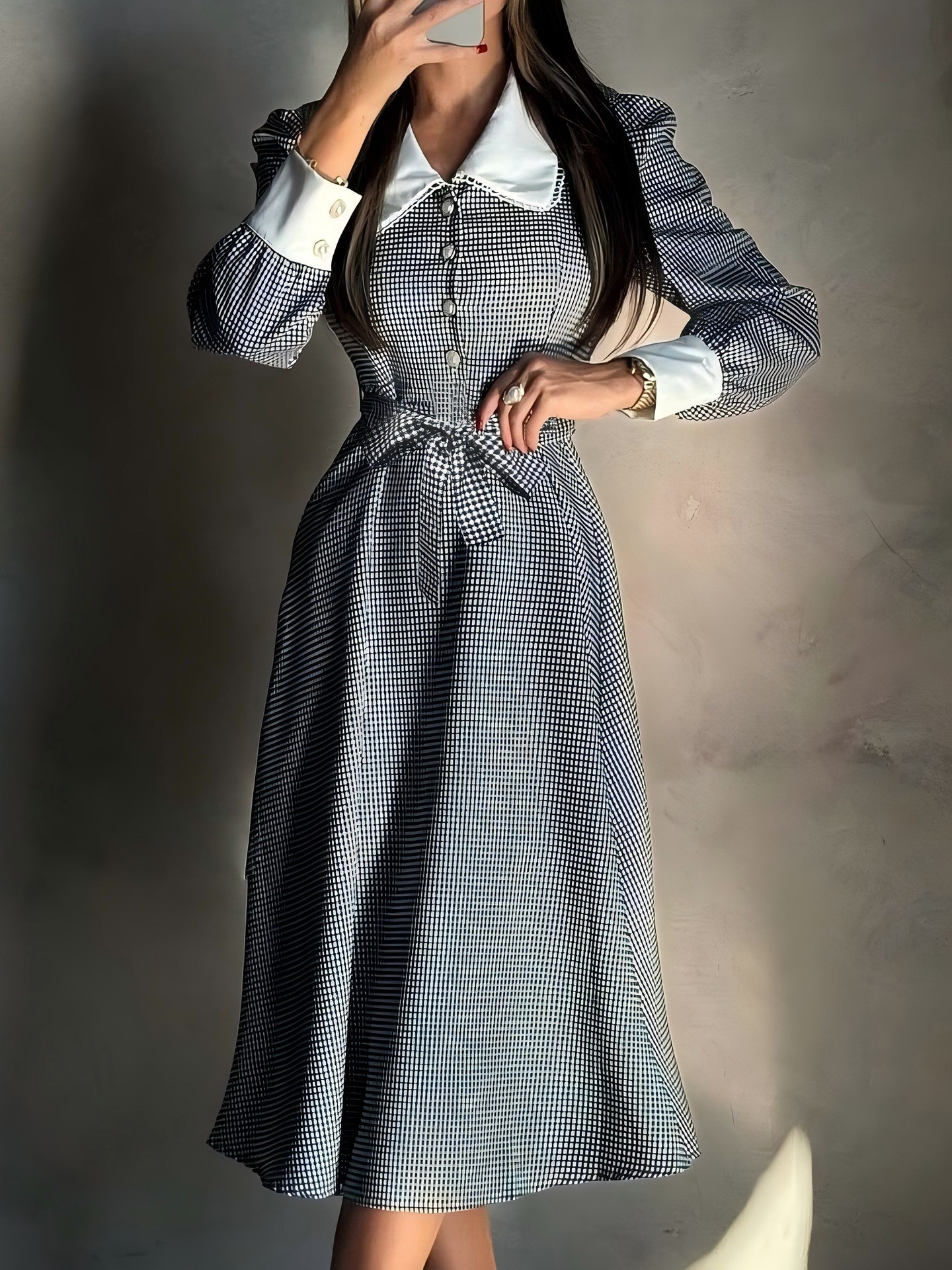 Black Belted A-Line Dress
