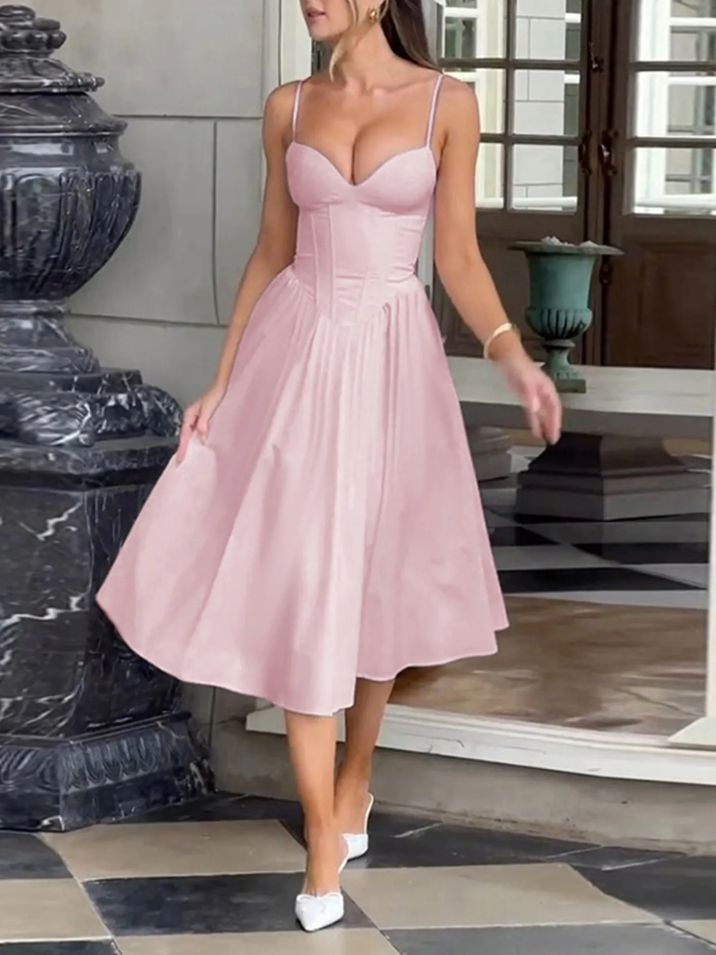 maxi dress a line Sexy Tulle See-Through A-line V Neck Beach Wedding Dresses with Slit, –  Musebridals main image 1