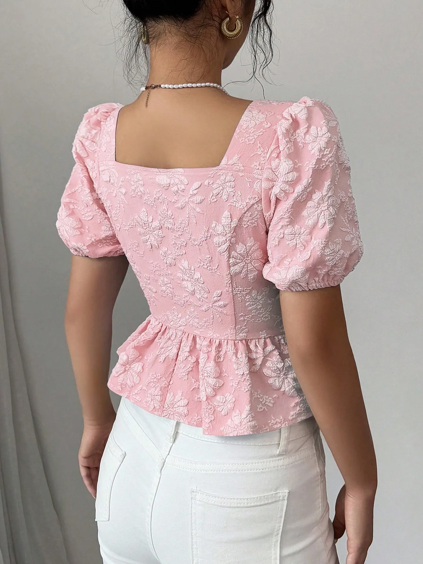 トップス sheller flower lace glitter peplum tops Textured Peplum Top | Savana | Bestsellers