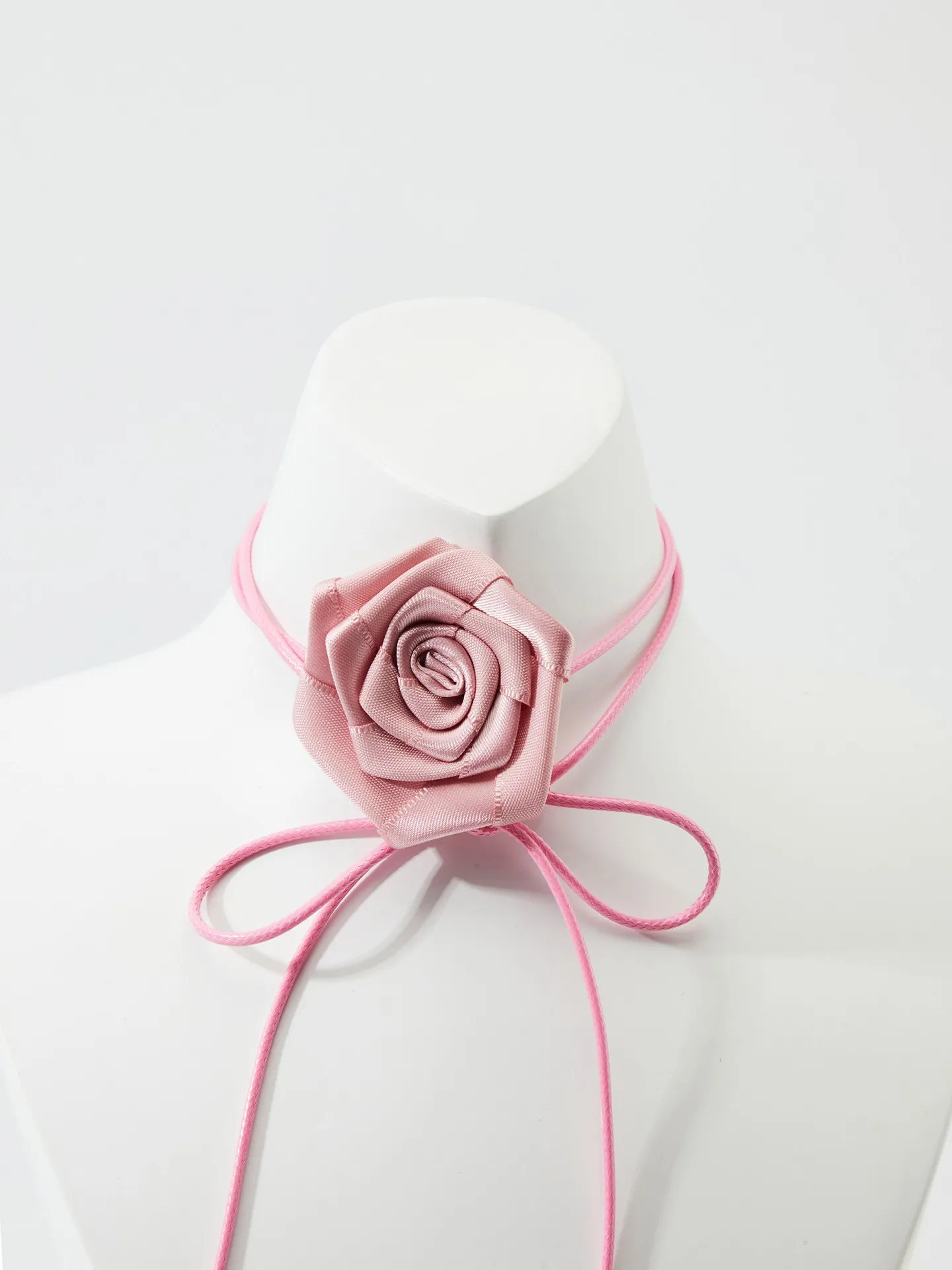 DOLLESS Big Rose Flower Choker Necklace - Adjustable Satin Floral Bow For Women, Wedding & Party