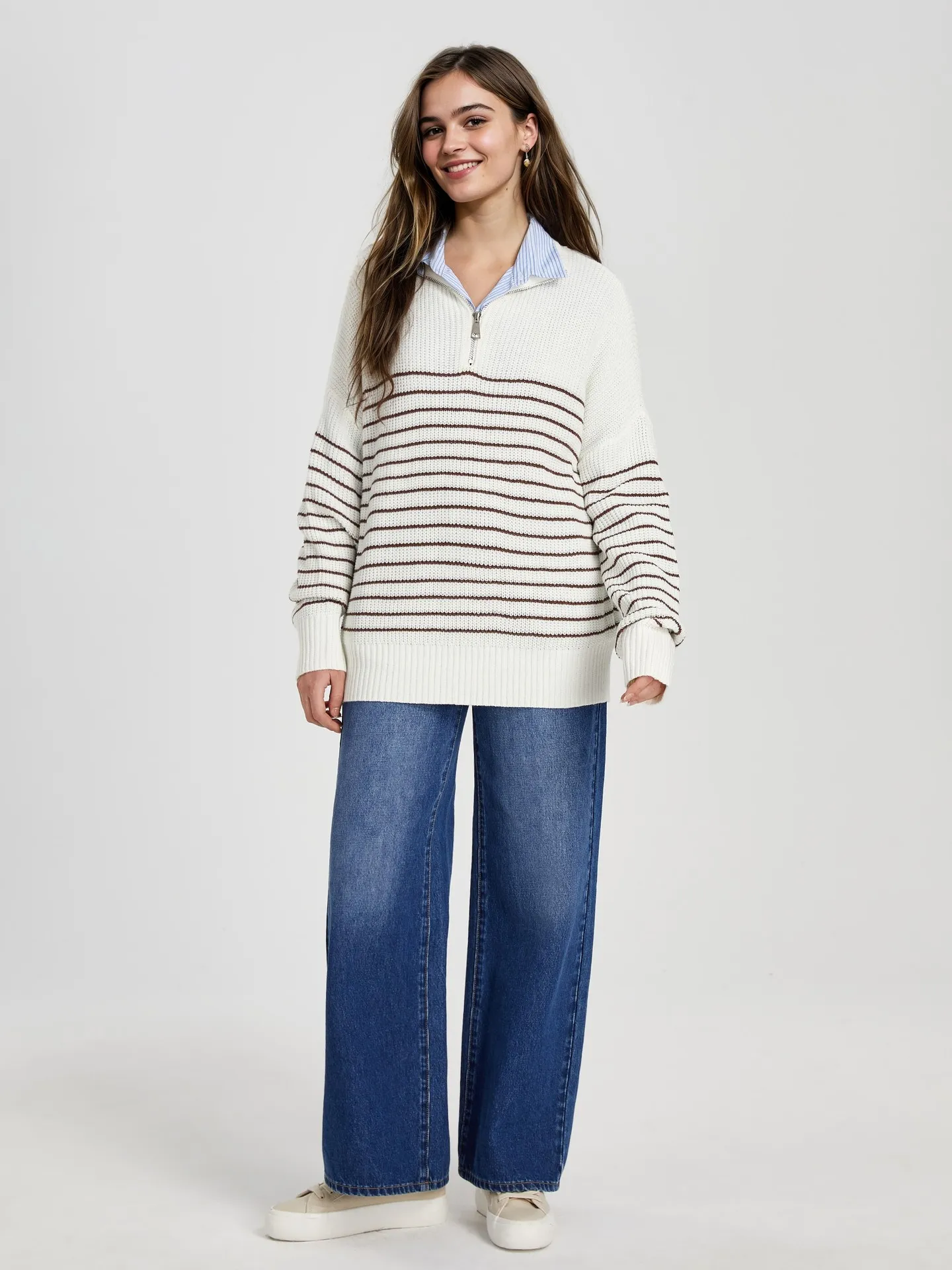 トップス ella selectshop bi-color wide pullover Zip-up Knit Pullover | Savana | Bestsellers