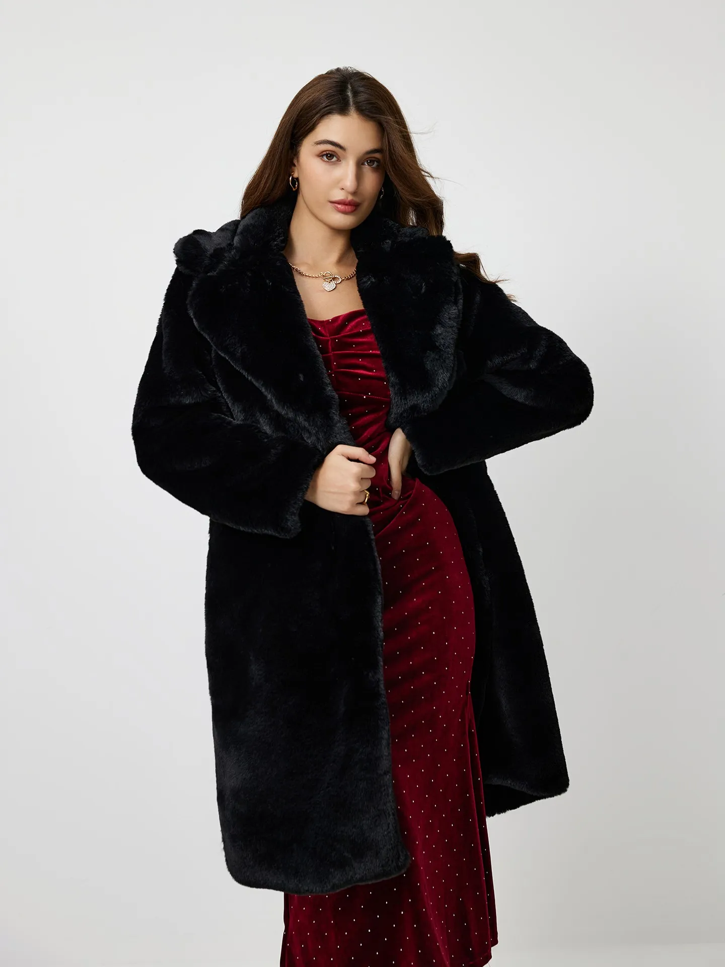ペルシャナ pellsiana charm logo far coat Fashionable Short Faux 