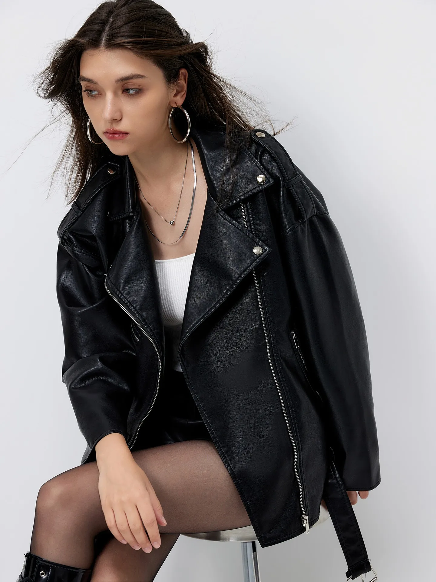 Asymmetric Faux Leather Jacket | Savana | Bestsellers