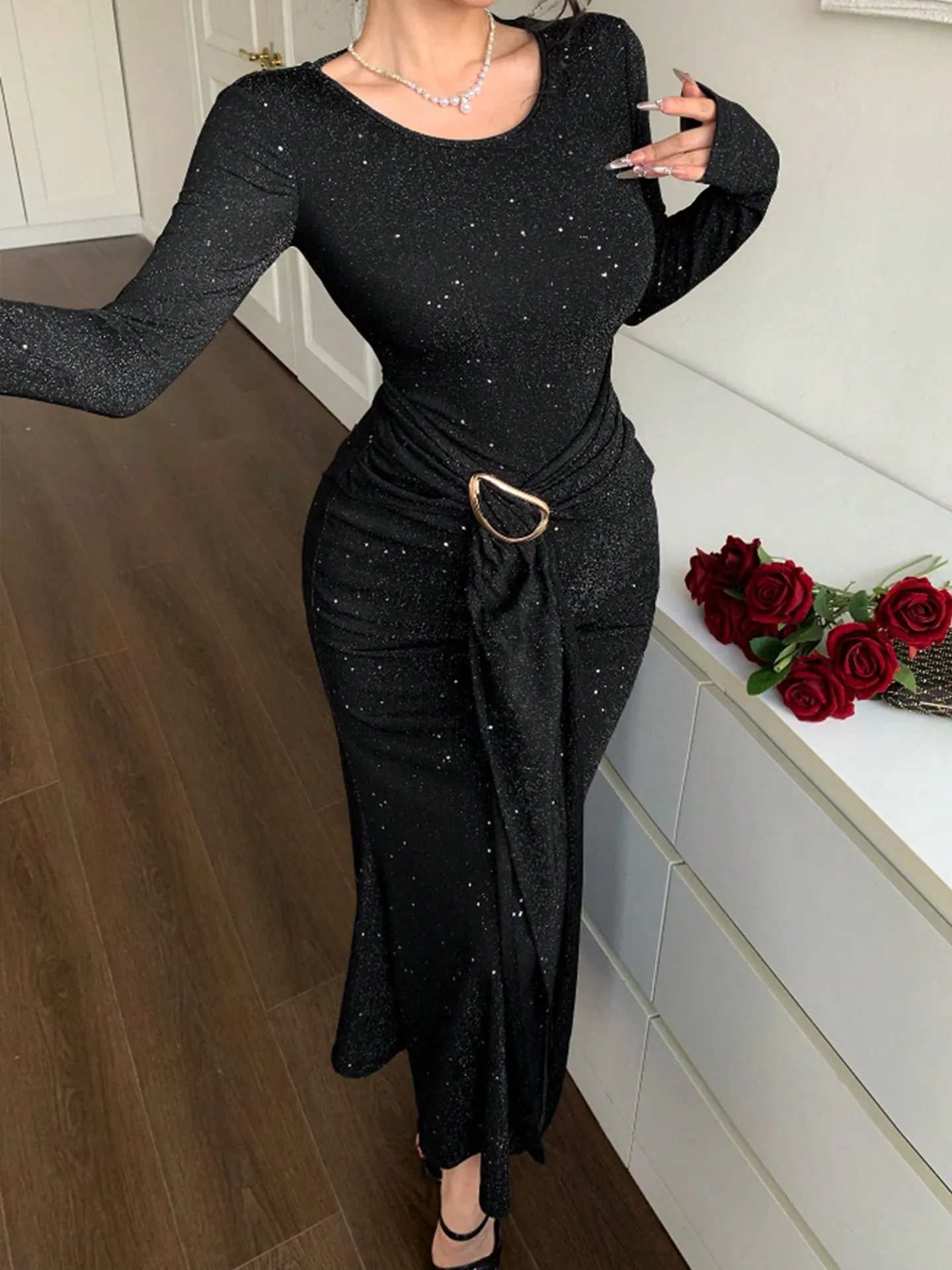 Rhinestone Bodycon Maxi Dress | Savana | Bestsellers