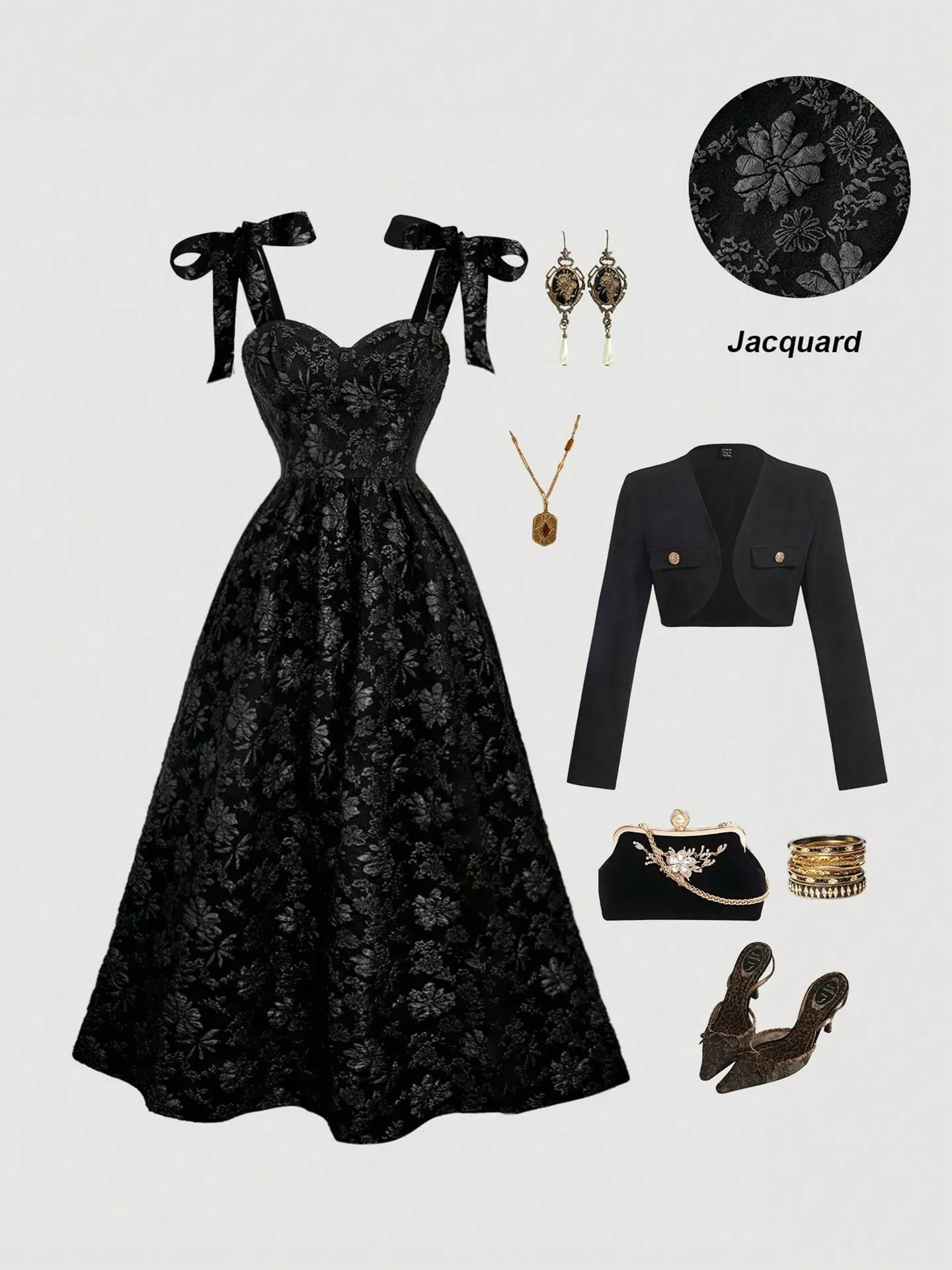 Jacquard Bow A-line Dress | Savana | Bestsellers
