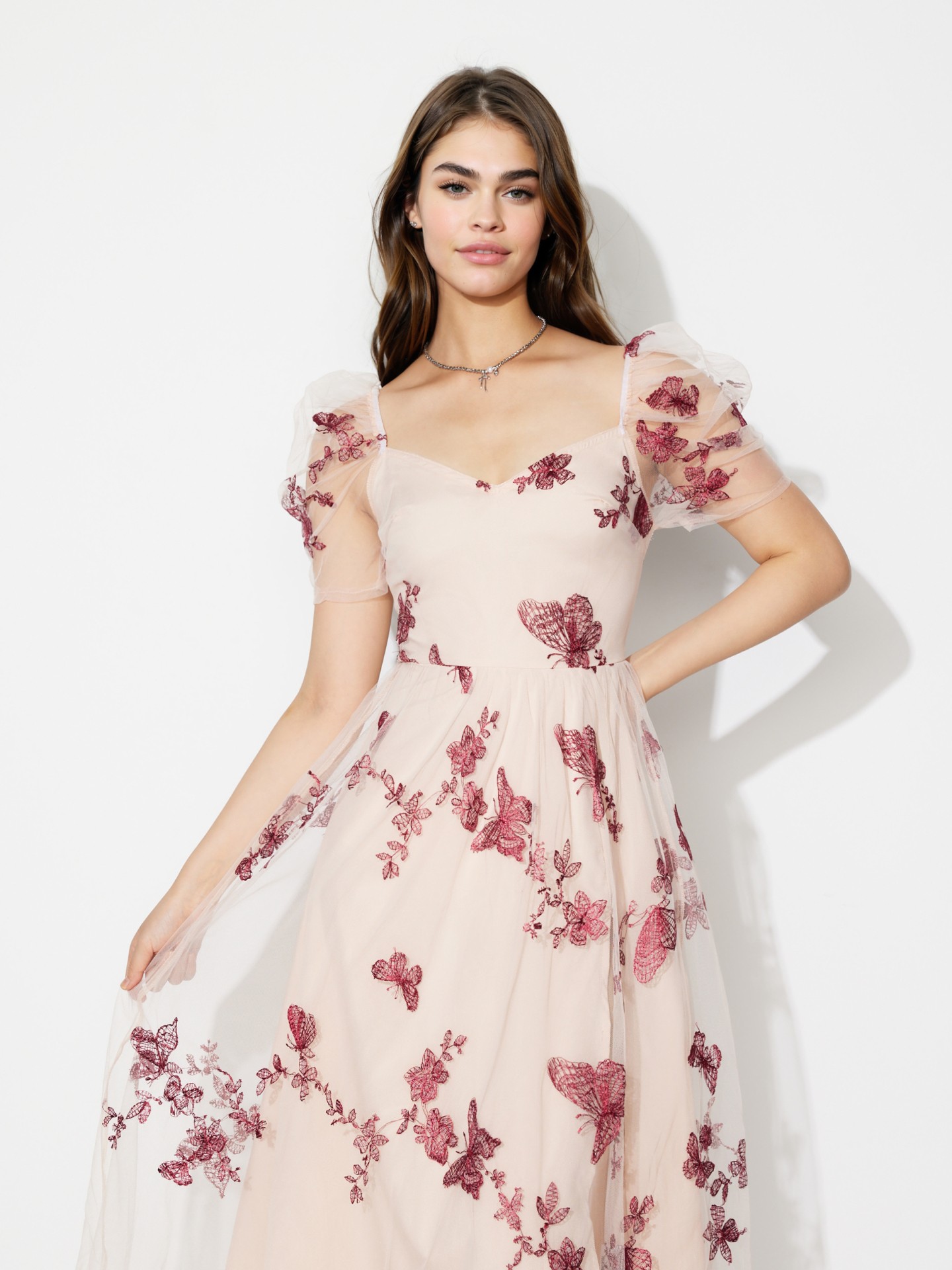 Pink Slit A-Line Dress