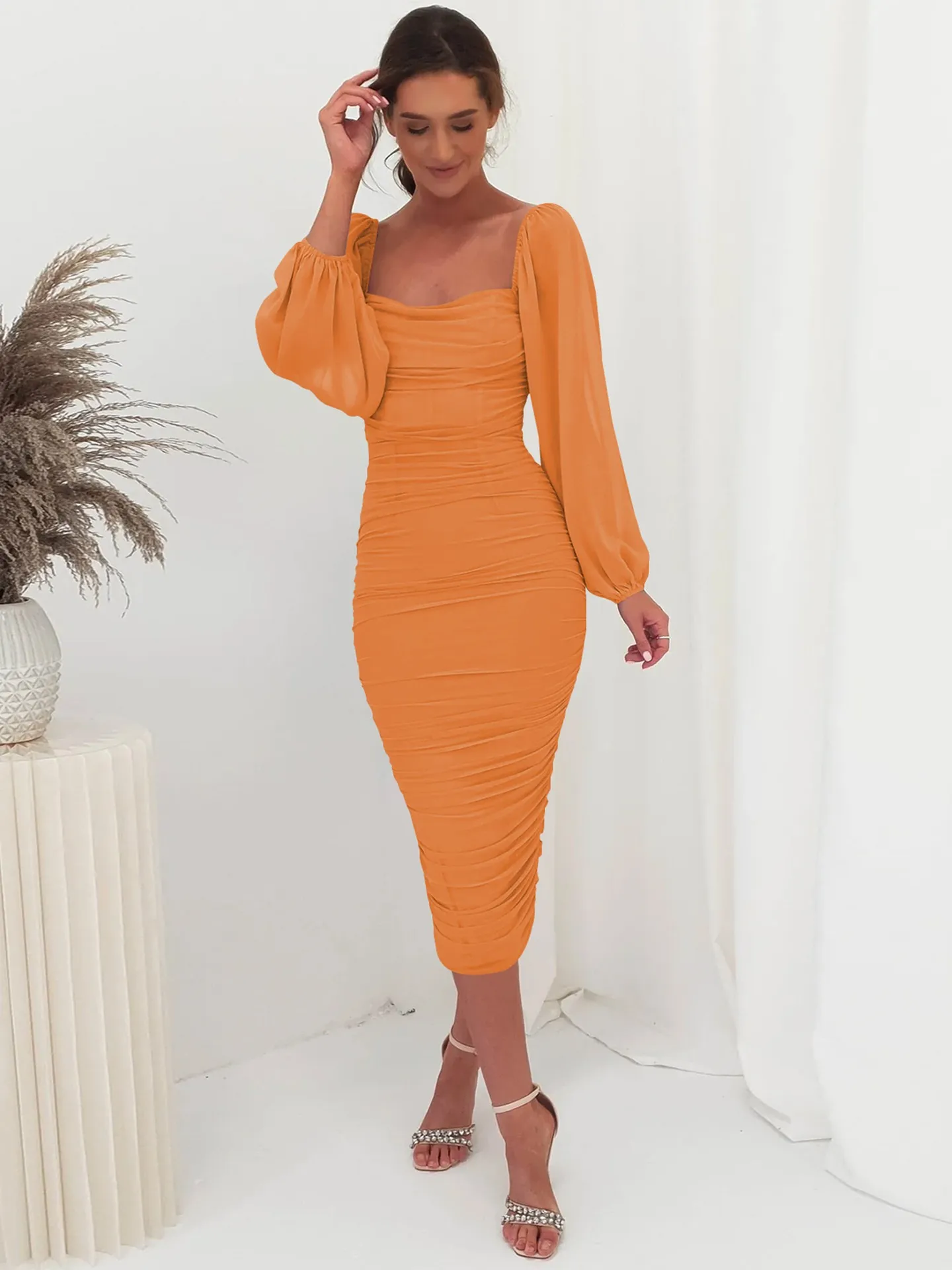 princess polly baby blue dress Burnt Orange One Strap Ruched Bodycon Dress – AX Paris