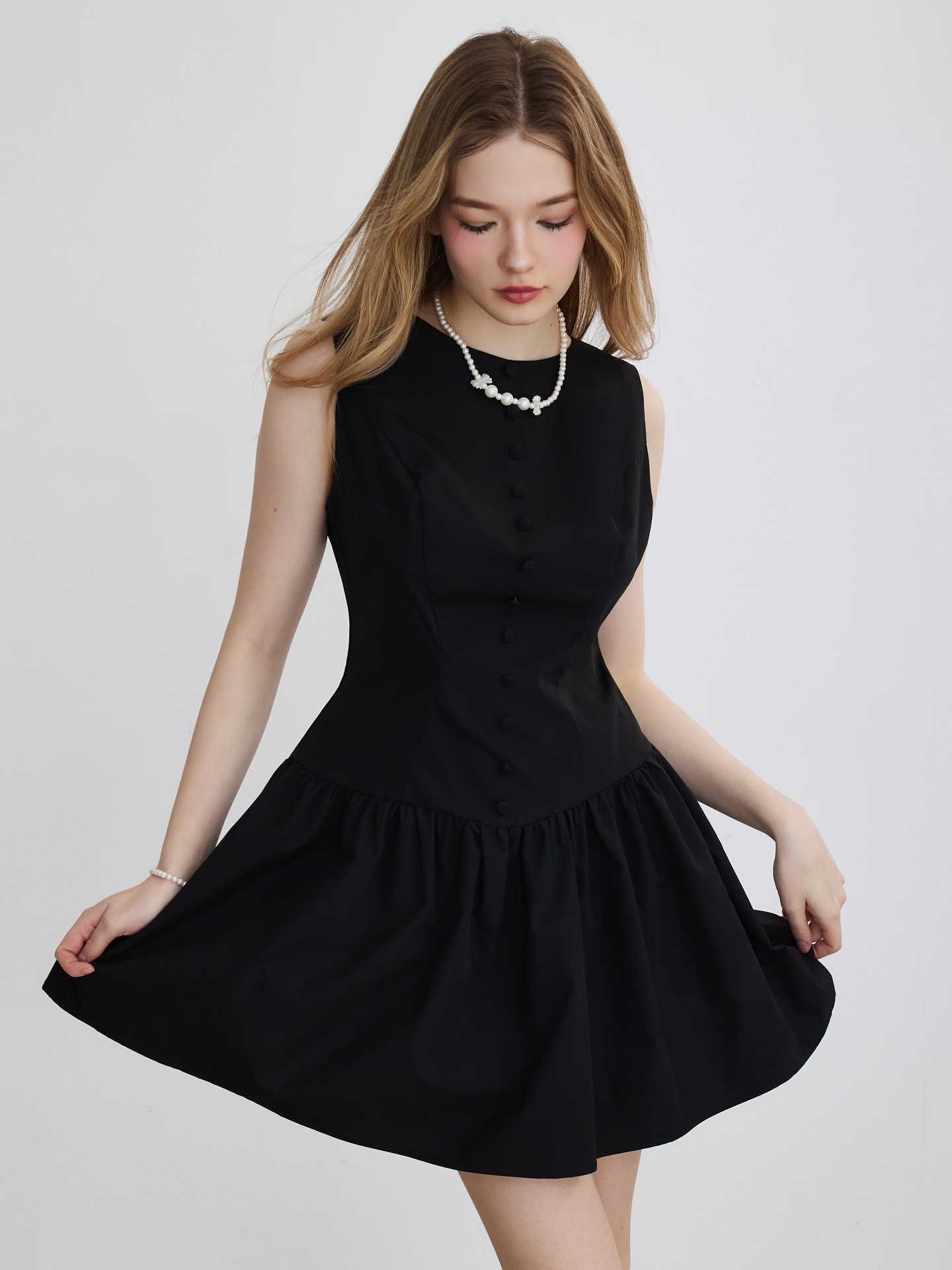 Black Buttoned Tank Dress