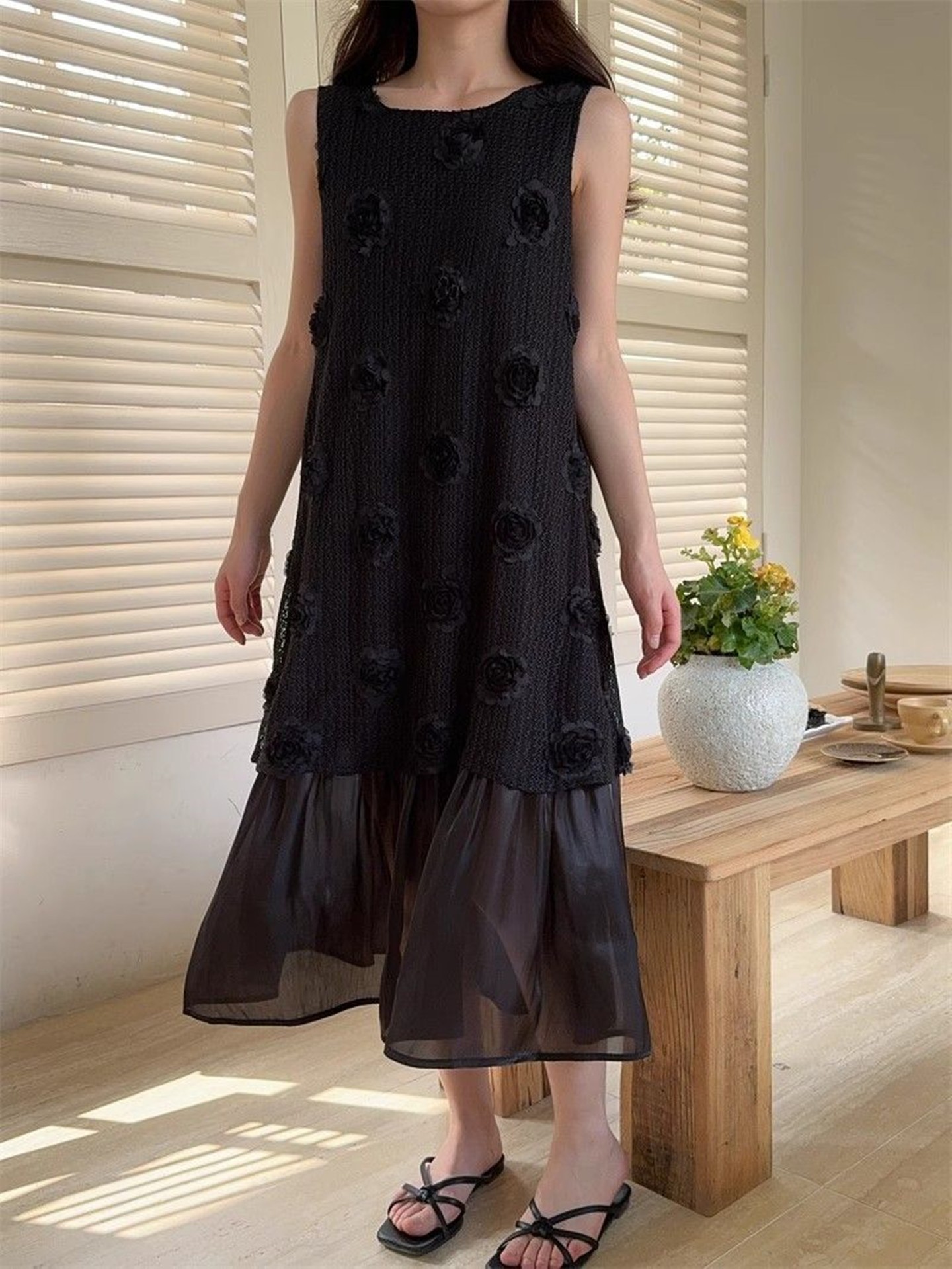 Black Ruffle Tank Dress