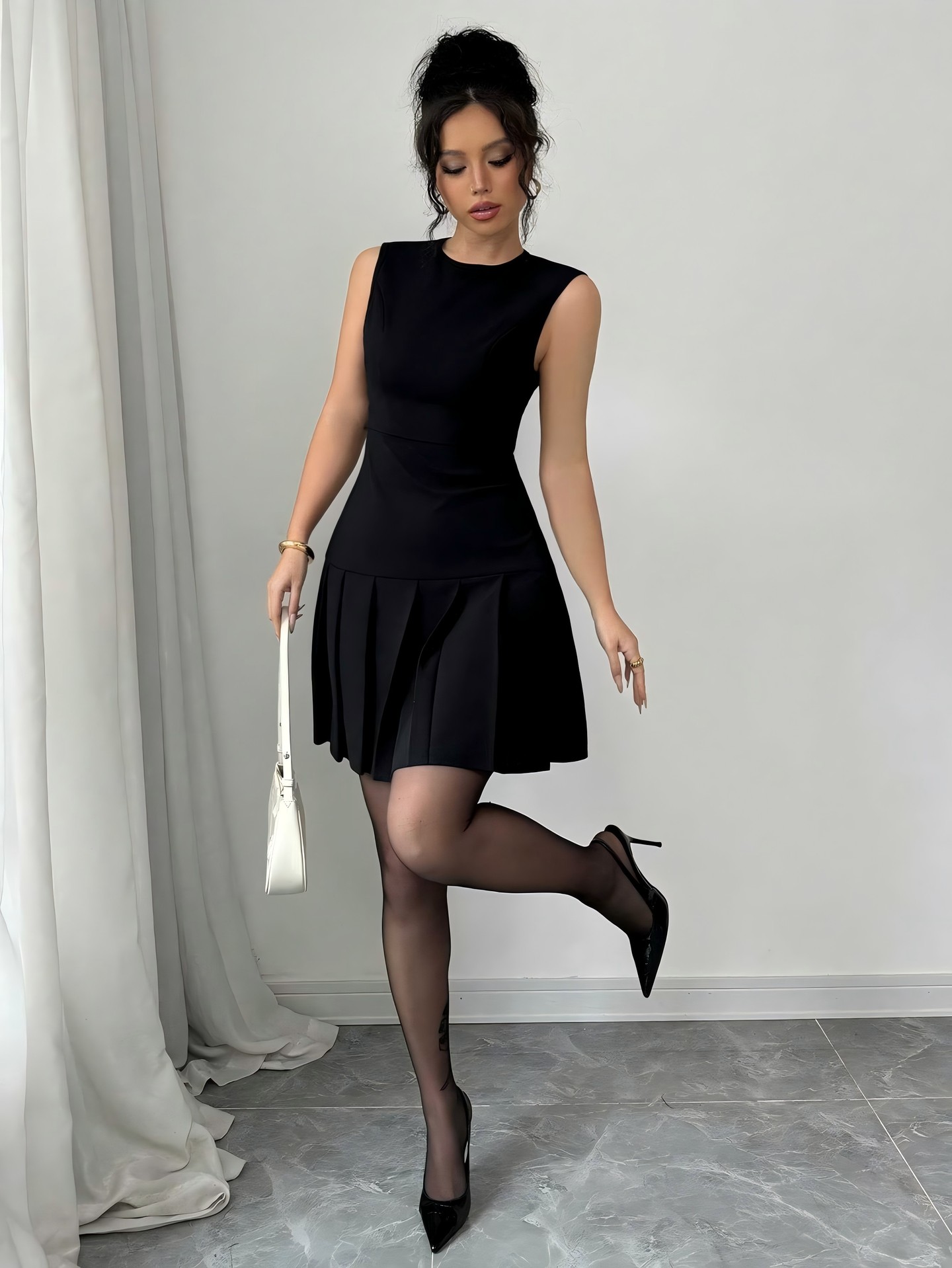 Pleated Tank Dress