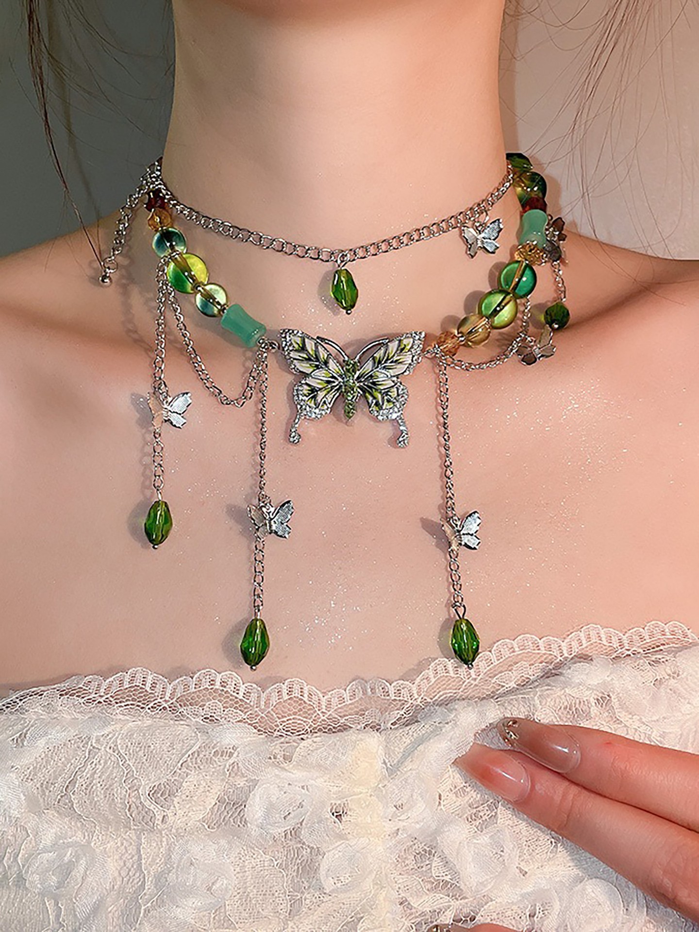 Butterfly Artificial Jewellery - Multi-Layer Necklace