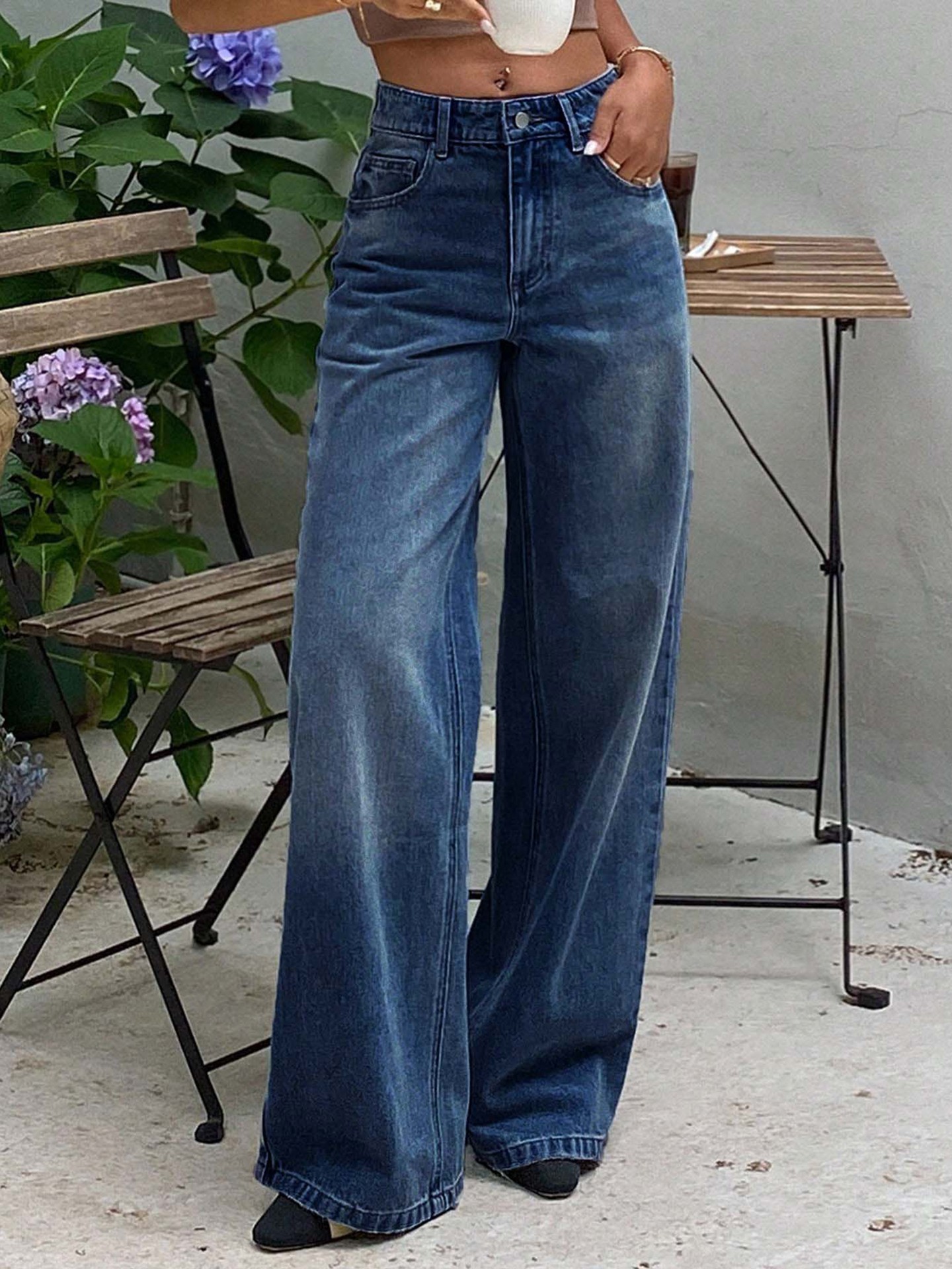 High Waist Dark Wash Straight Leg Jeans