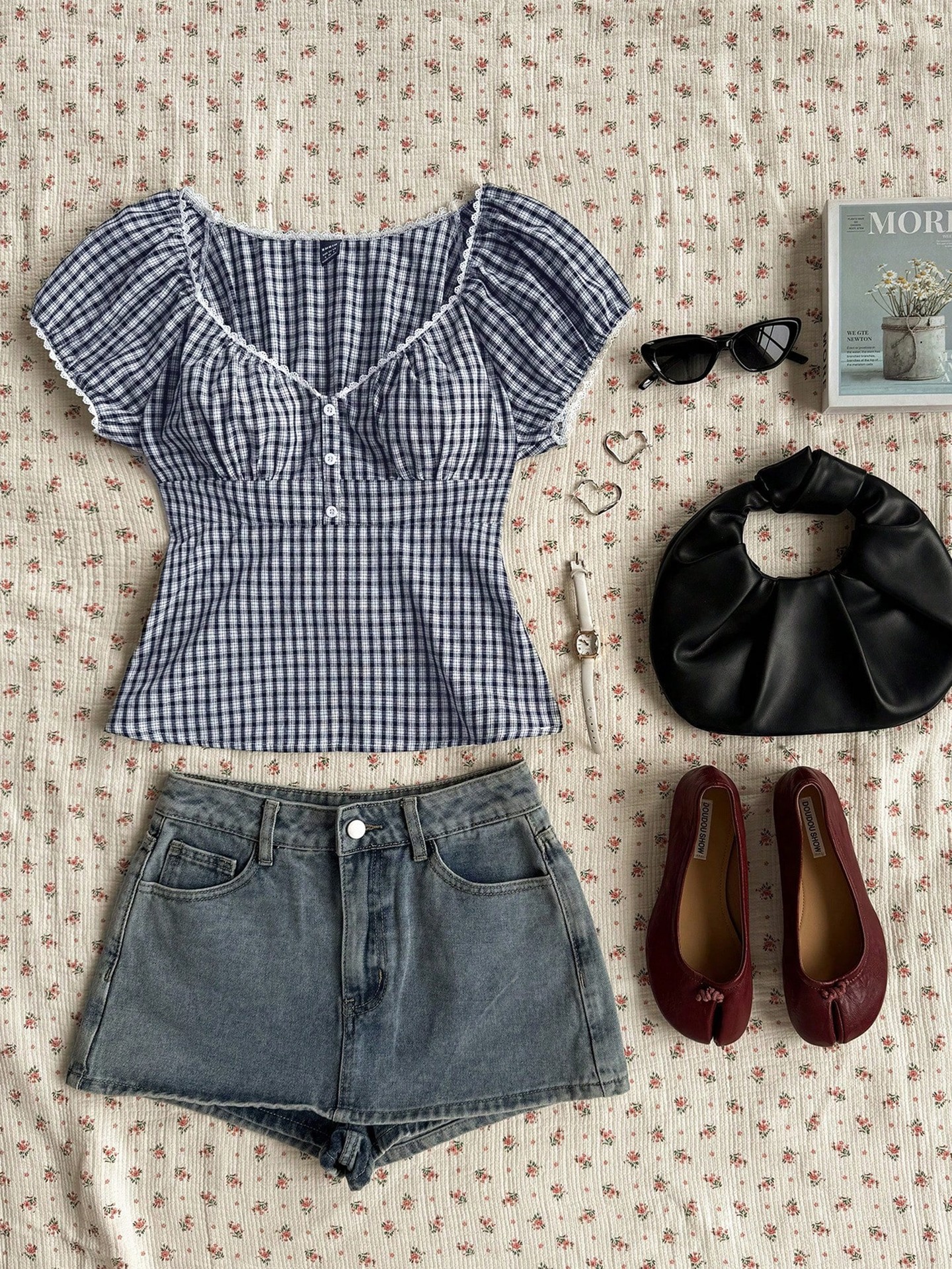 Light Wash Lace-trimmed Top