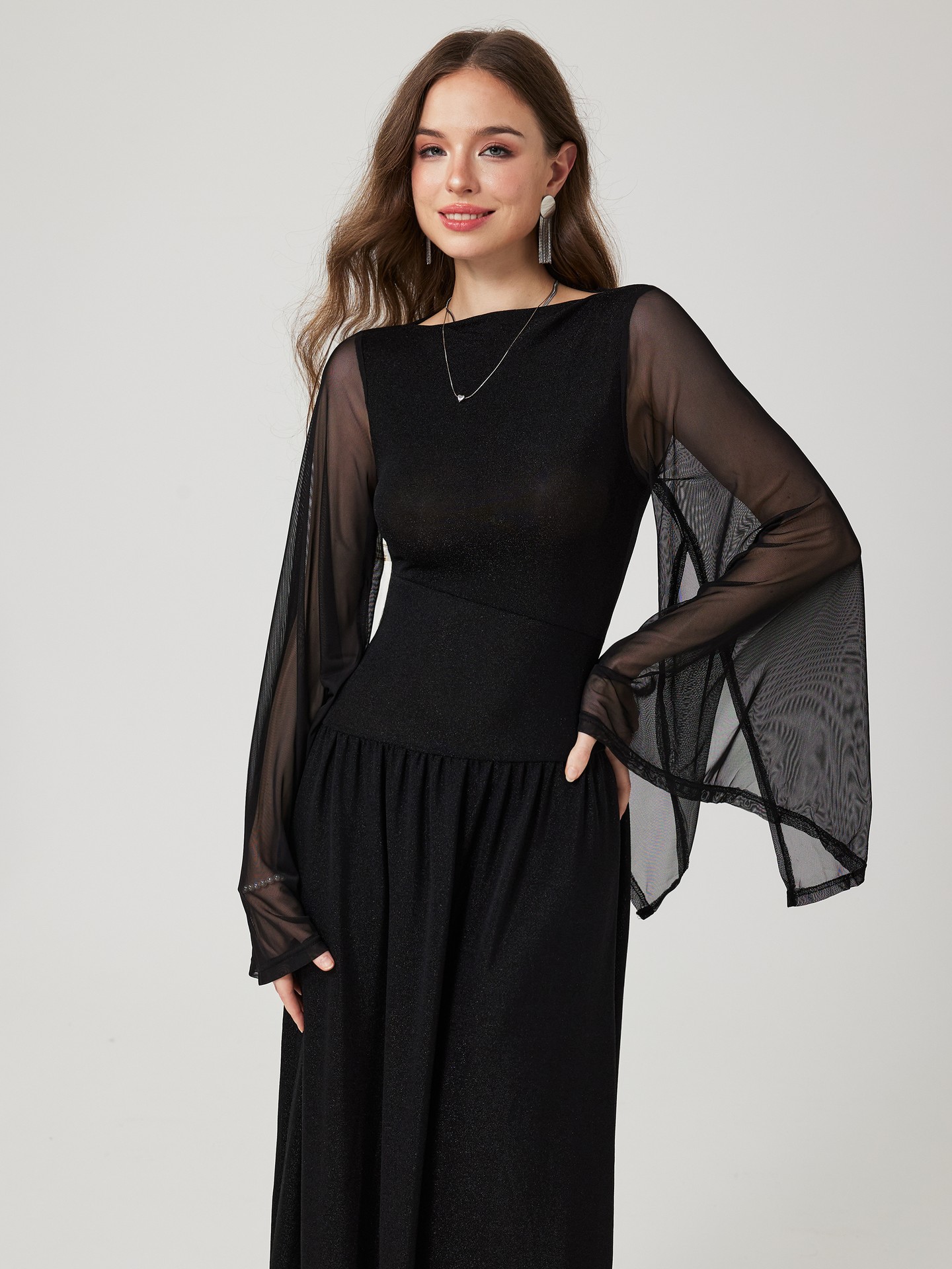 Black Patchwork A-Line Dress