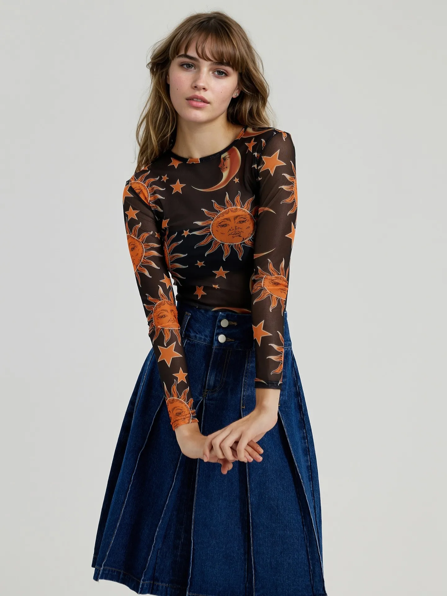 Printed Mesh Sheer Top | Savana | Bestsellers
