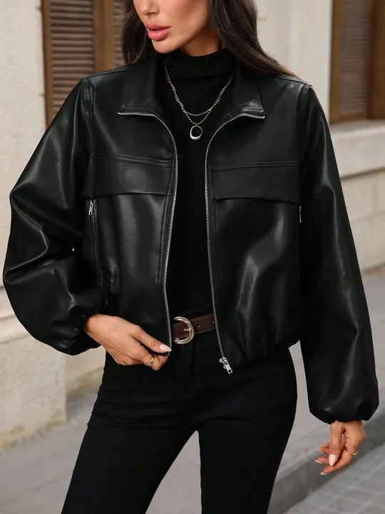 Asymmetric Faux Leather Jacket | Savana | Bestsellers