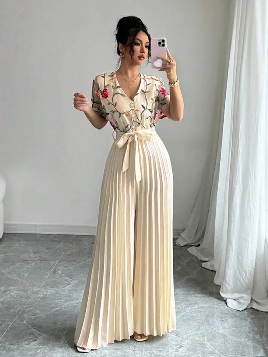 open lace back dress Black Ivory Colorblock Jumpsuit With Skirt Overlay