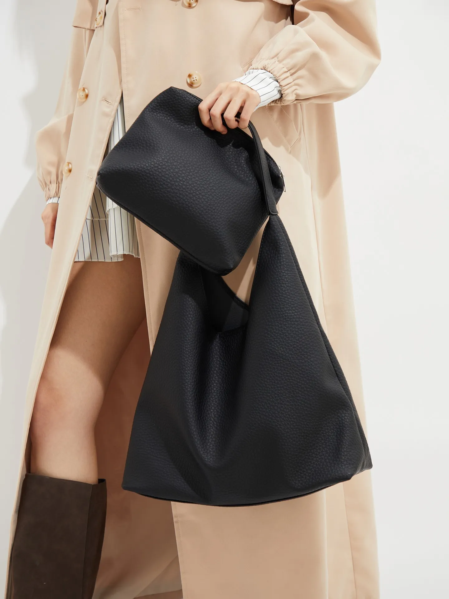 1pc Solid Color Handheld Bucket Bag