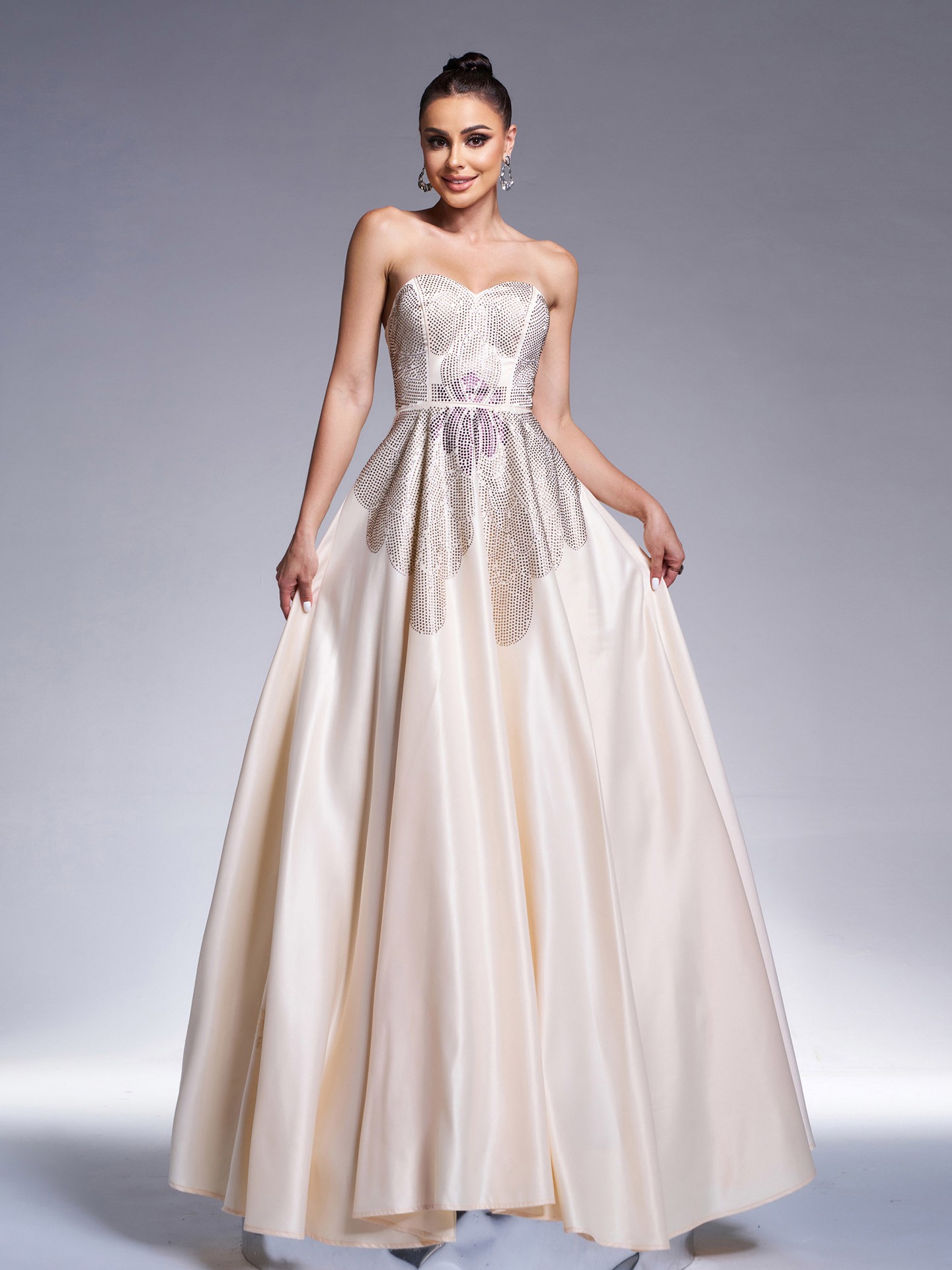 Apricot Rhinestone Cocktail Dress