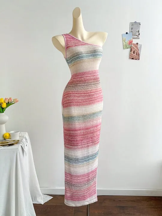 women's a line sweater dress Black Knitted Maxi Dress: Cotton Turtleneck A-Line Sweater Dress