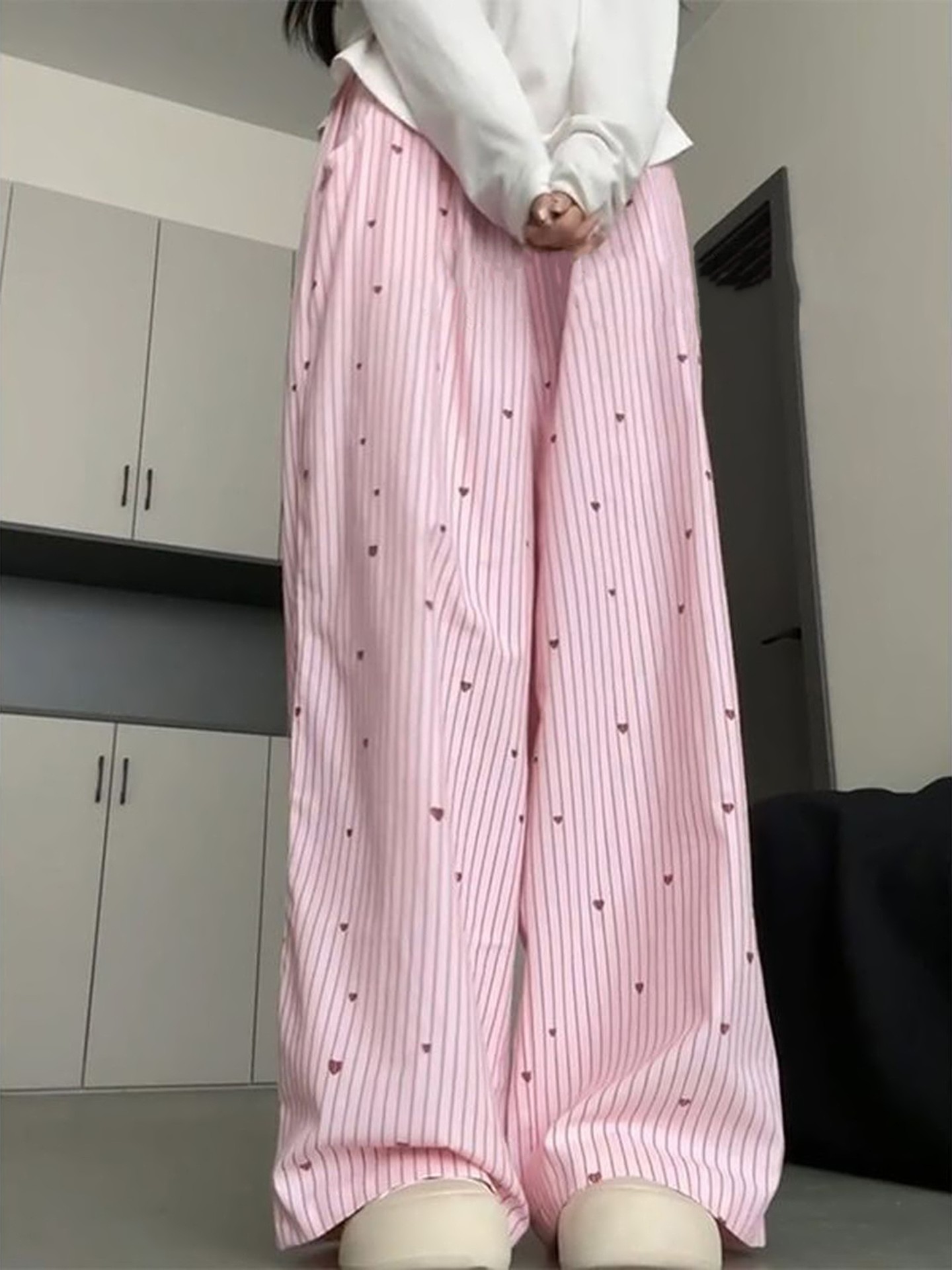 Pink Printed Straight Leg Pants