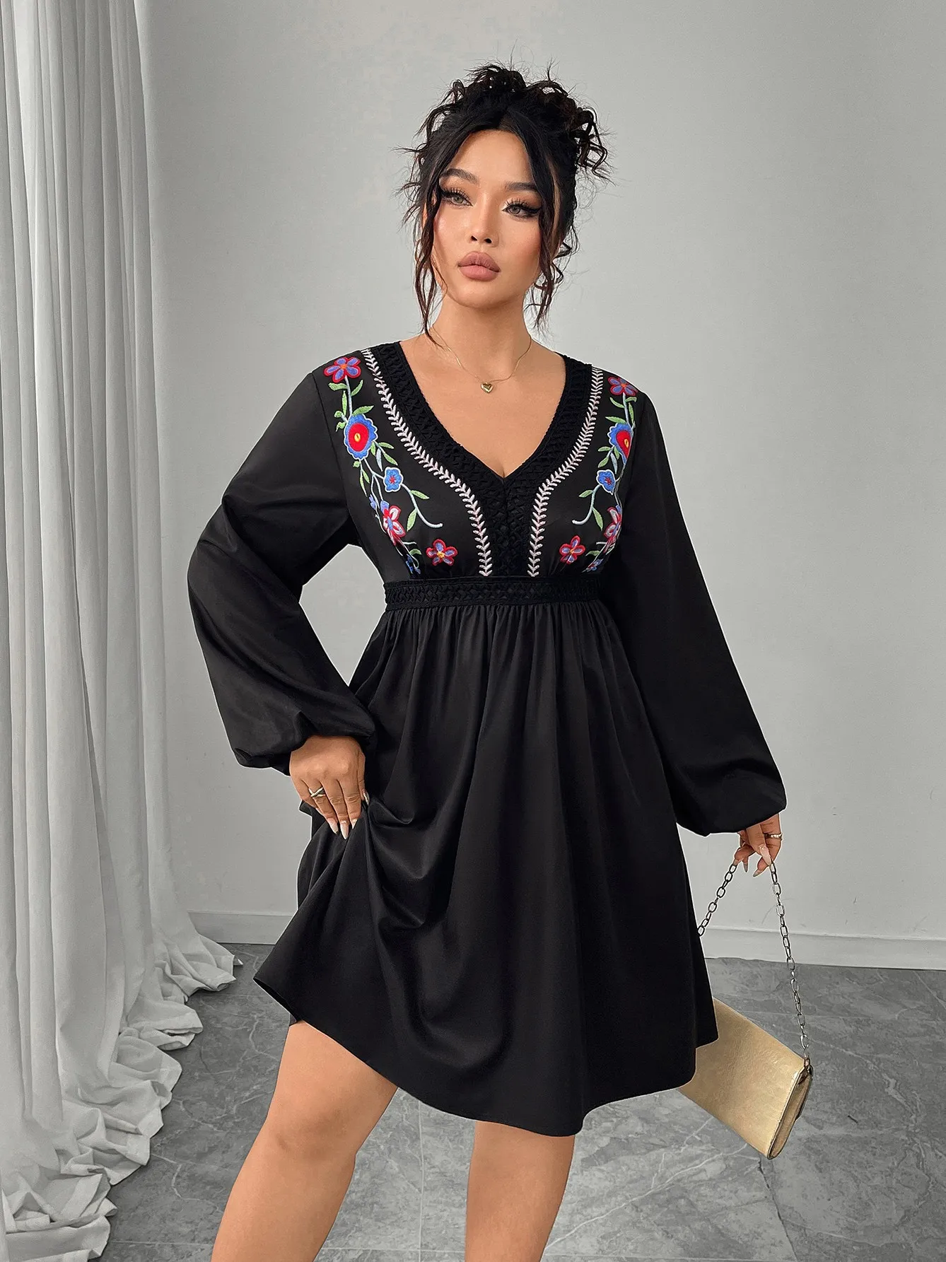 sachin and babi light blue dress Plus Size Embroidered A-Line Dress | Savana
