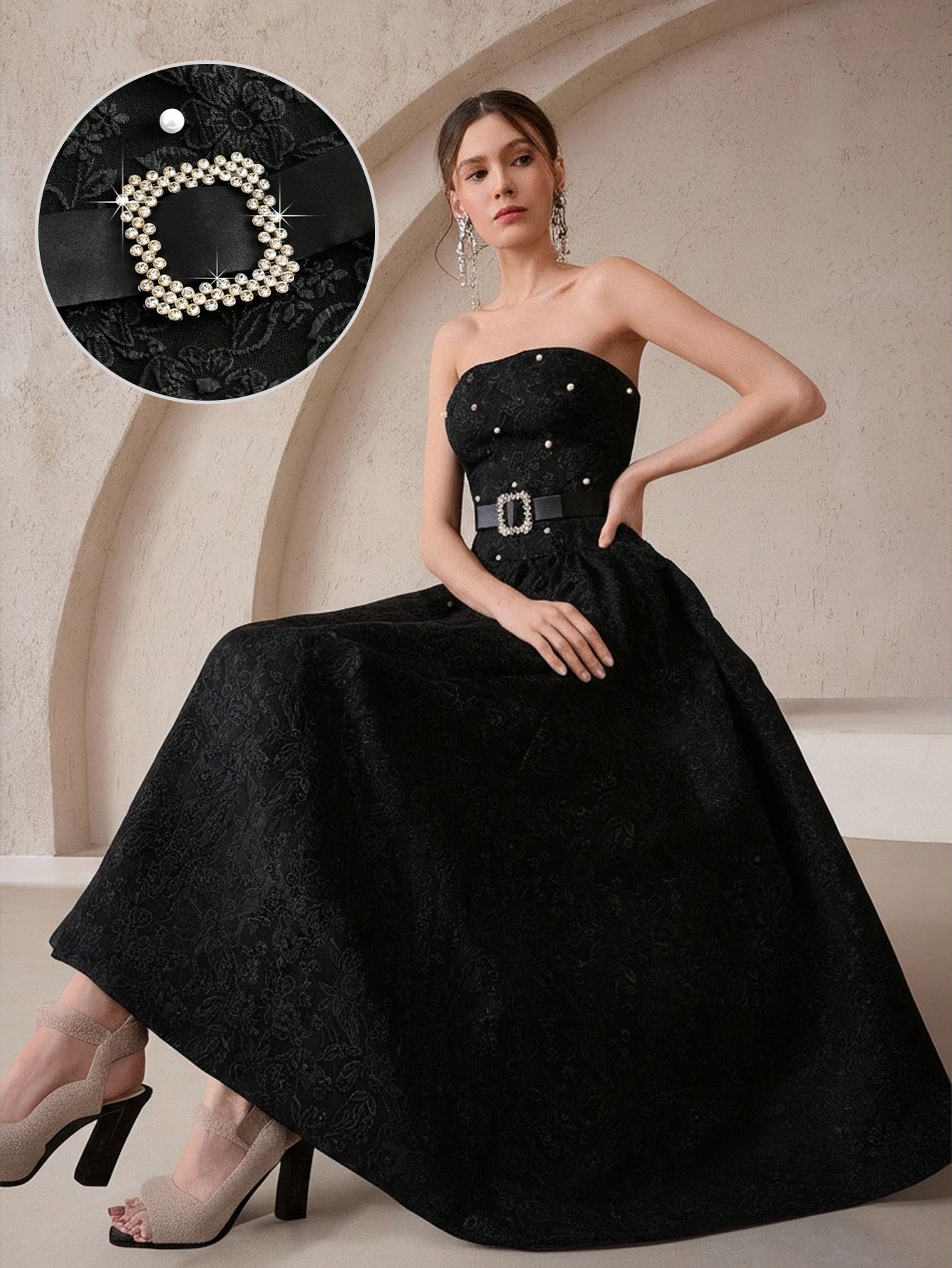 Black Belted Tube Dress