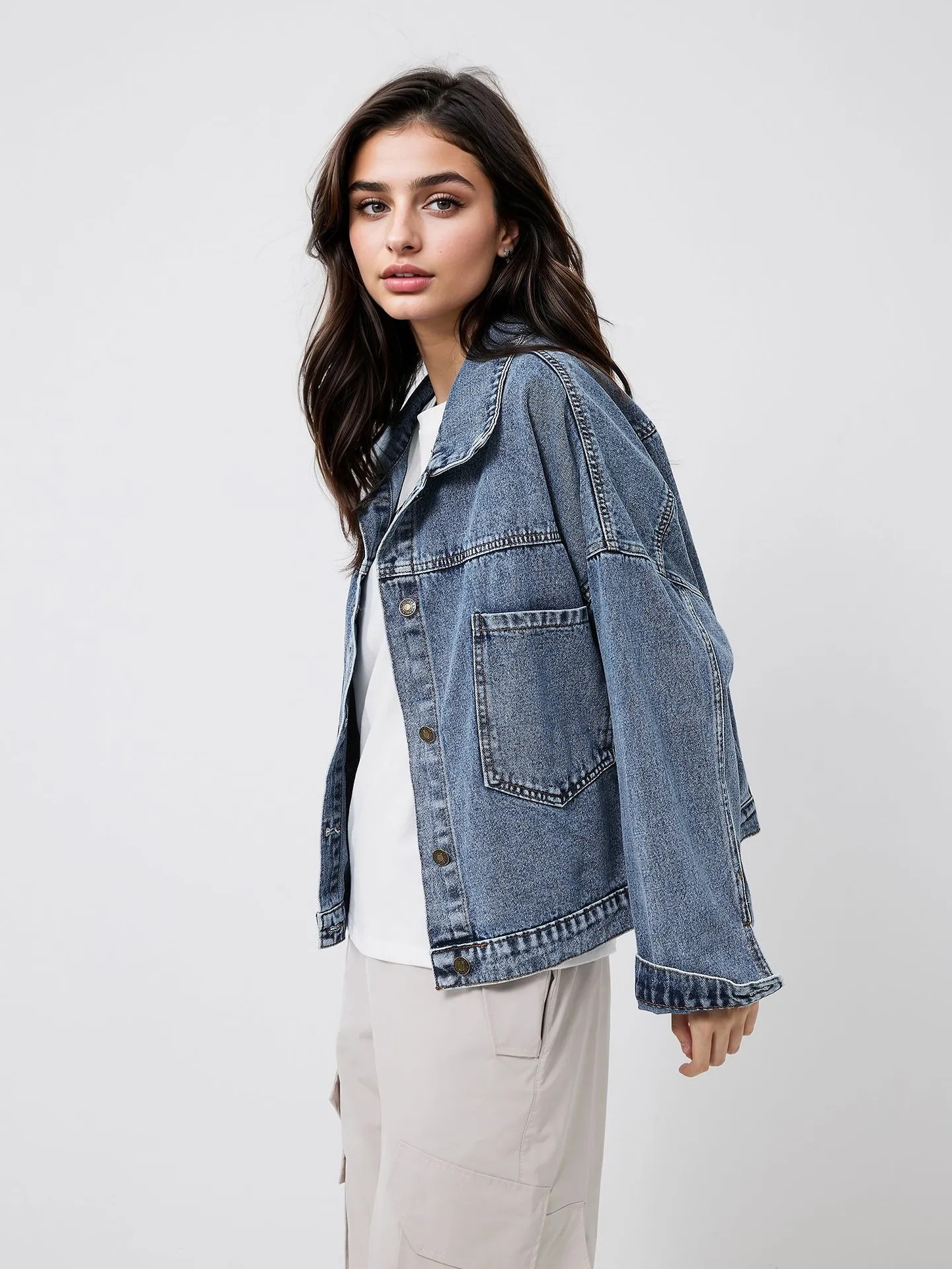 【JLS】22ss CRASH DENIM TRUCKER JACKET Blue Trucker jacket with striped inserts
